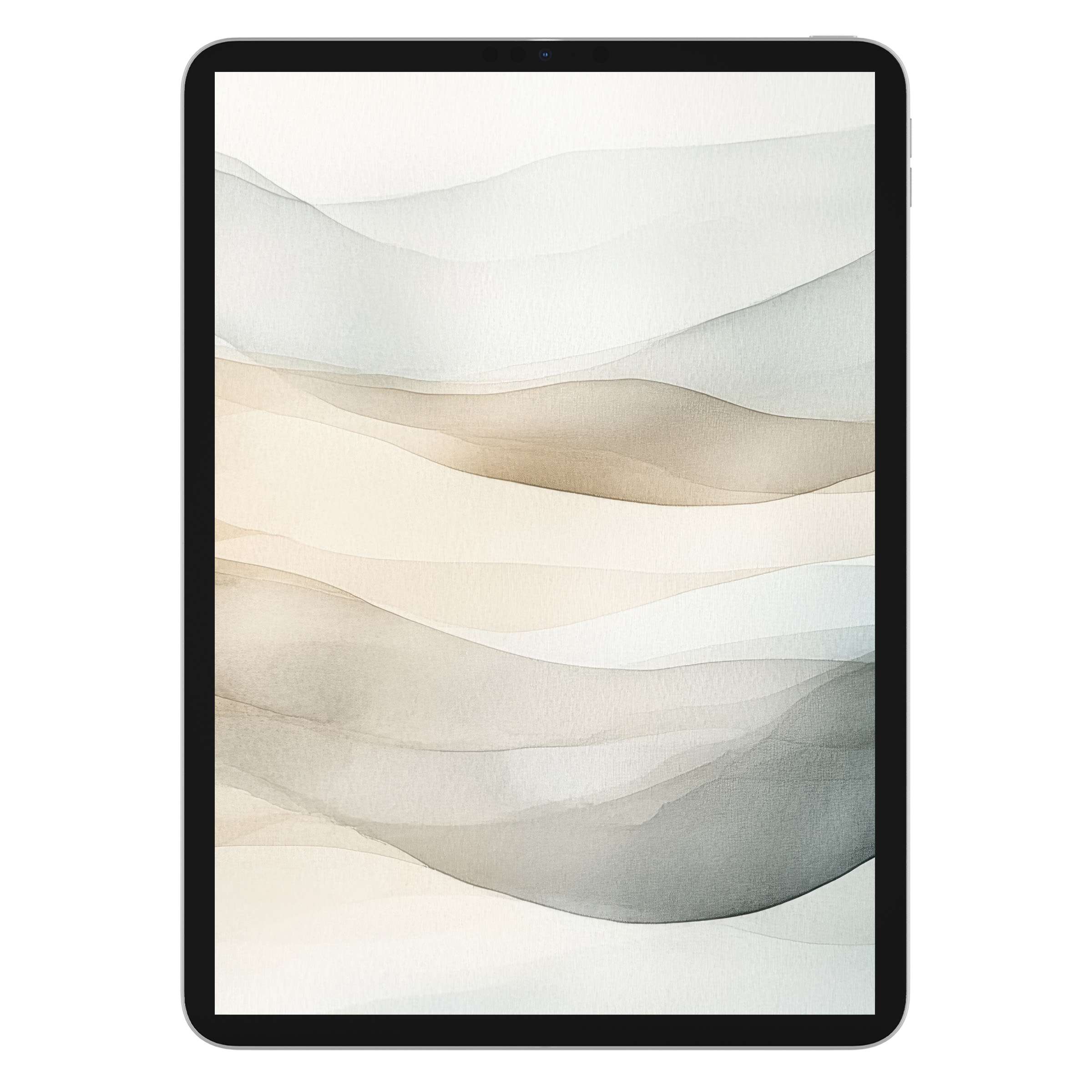Neutral iPad wallpaper with soft beige, gray waves evokes serenity; perfect background for tablets; instant digital download option