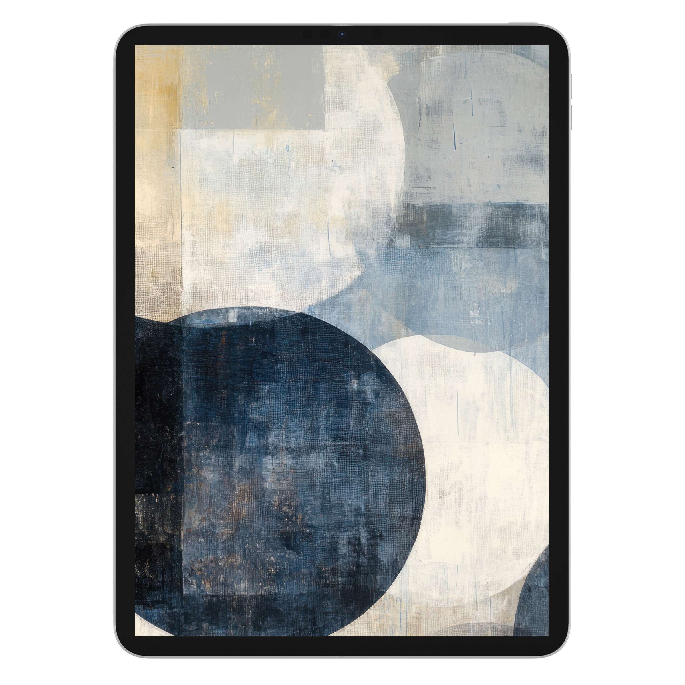 Neutral iPad wallpaper, abstract circles, muted tones for elegant tablet background digital download, enhancing serene calm
