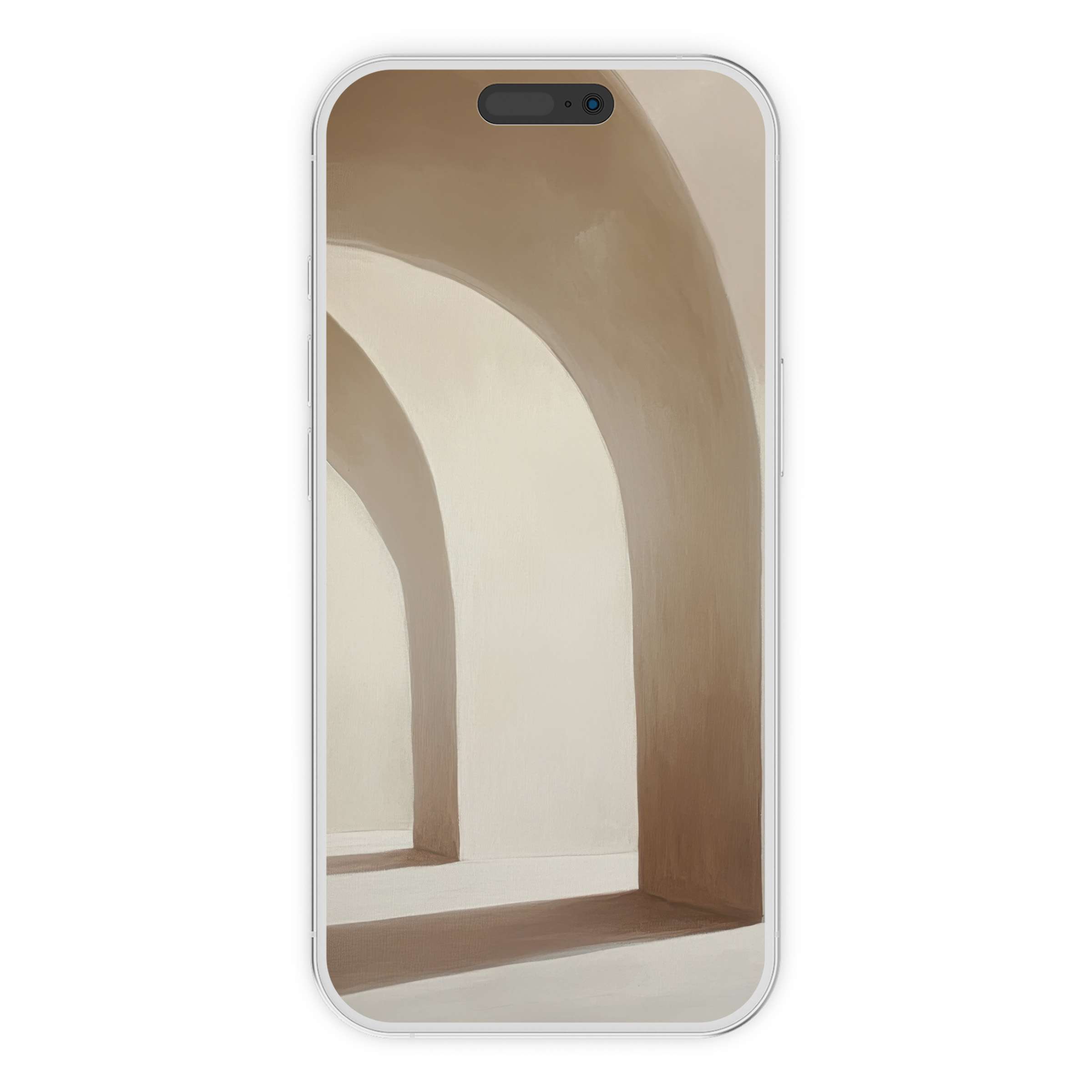 Neutral iPhone wallpaper featuring soft beige arches offers a serene phone background for iPhone and Android users as a digital download