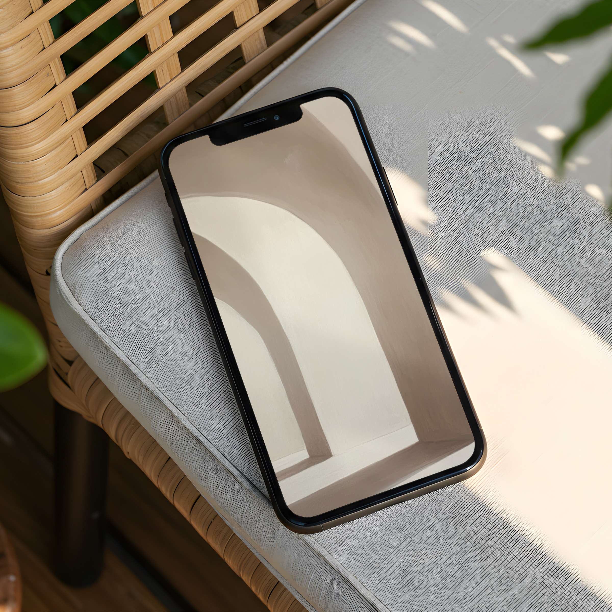 Elegant minimalist iPhone background showcasing soft neutral arches for instant download brings calm and inspiration to any phone