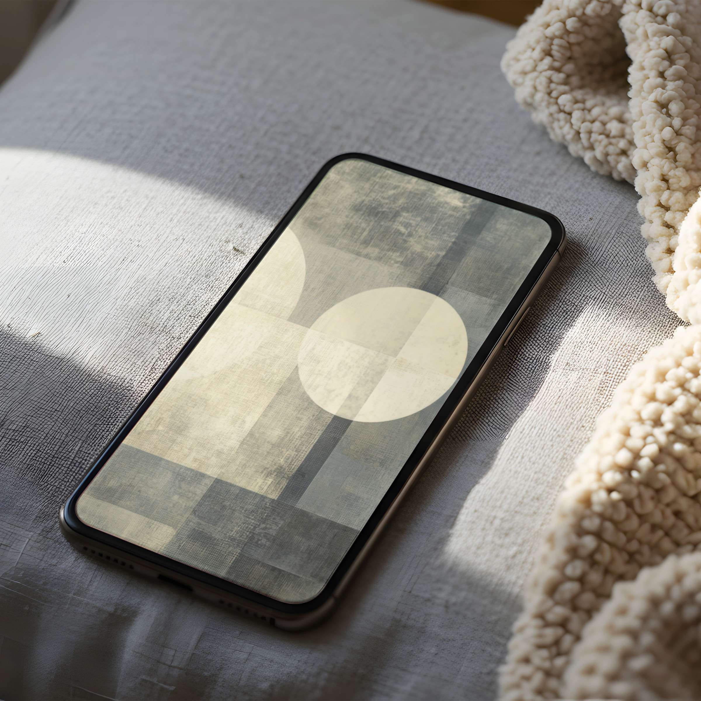 Elegant phone wallpaper with calming abstract design in neutral tones offering high resolution for iPhone and Android digital download