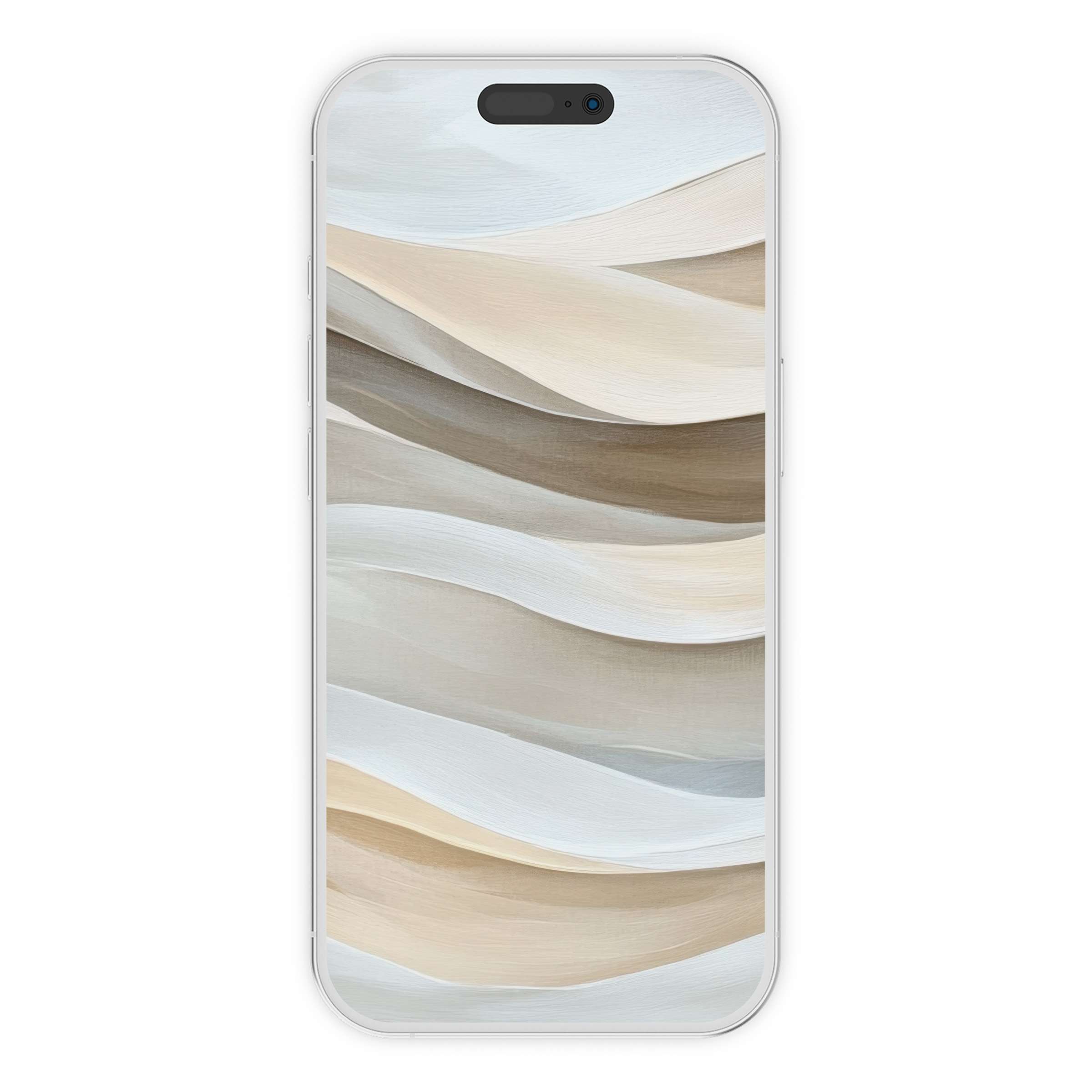 Neutral iPhone wallpaper features soothing cream and beige waves, offering a serene digital download phone background for all devices