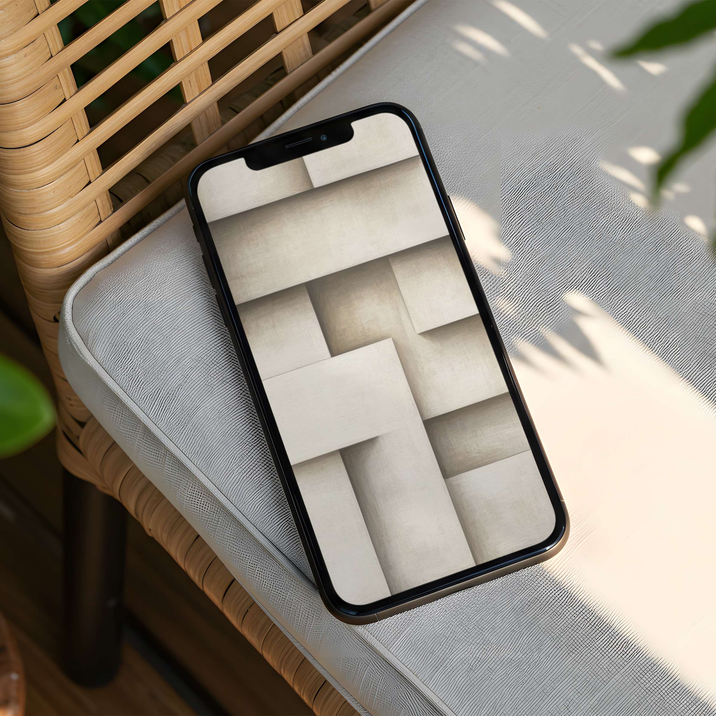 Elegant geometric iPhone background with soothing beige textures offers instant download for phone users seeking calm inspiration