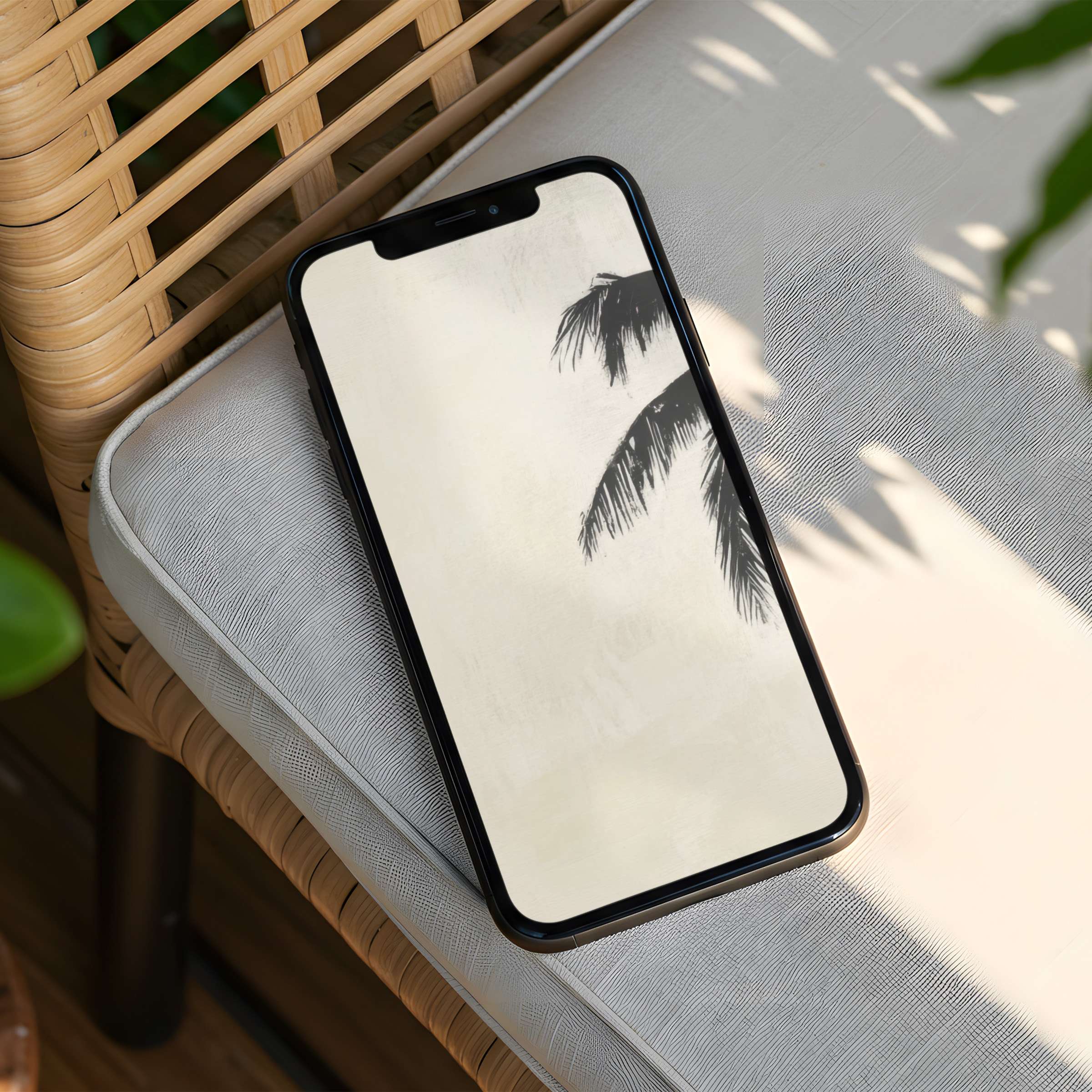 Elegant palm shadow design iPhone background for mindful inspiration on your phone perfect for instant download and tranquility