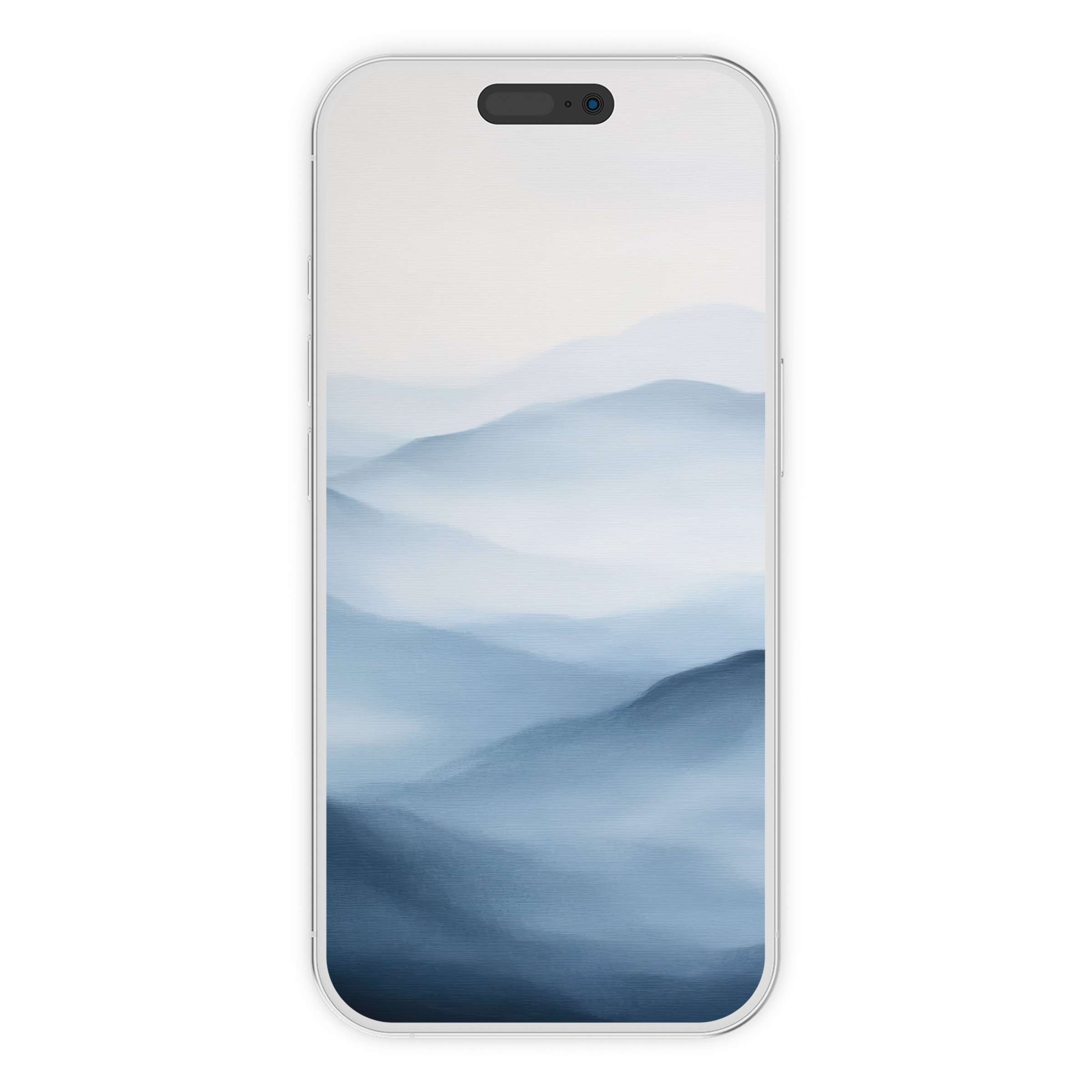 Serene blue abstract landscape for neutral iPhone wallpaper, a digital download creating a tranquil phone background suitable for all devices