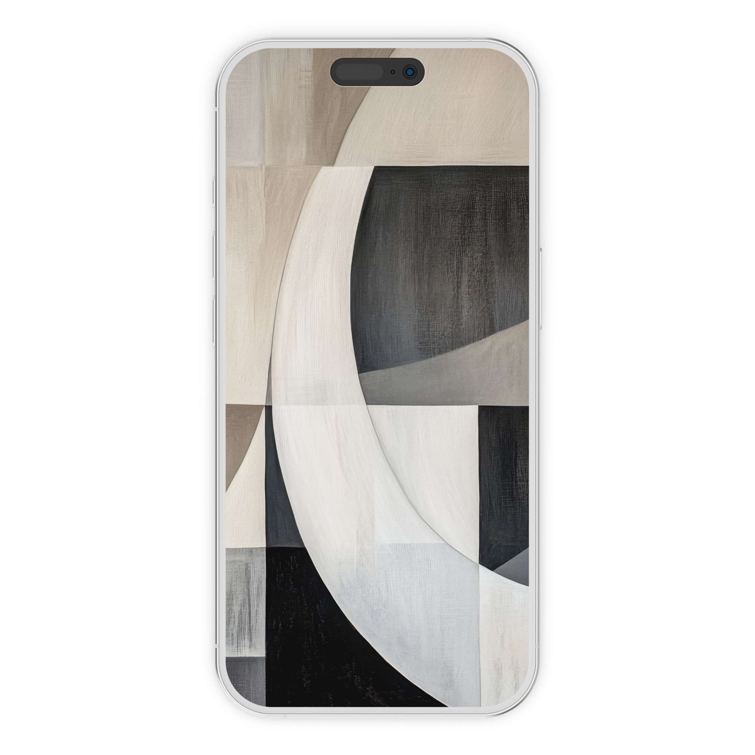 Neutral iPhone wallpaper featuring elegant geometric shapes in monochrome tones, ideal phone background for a calming digital download