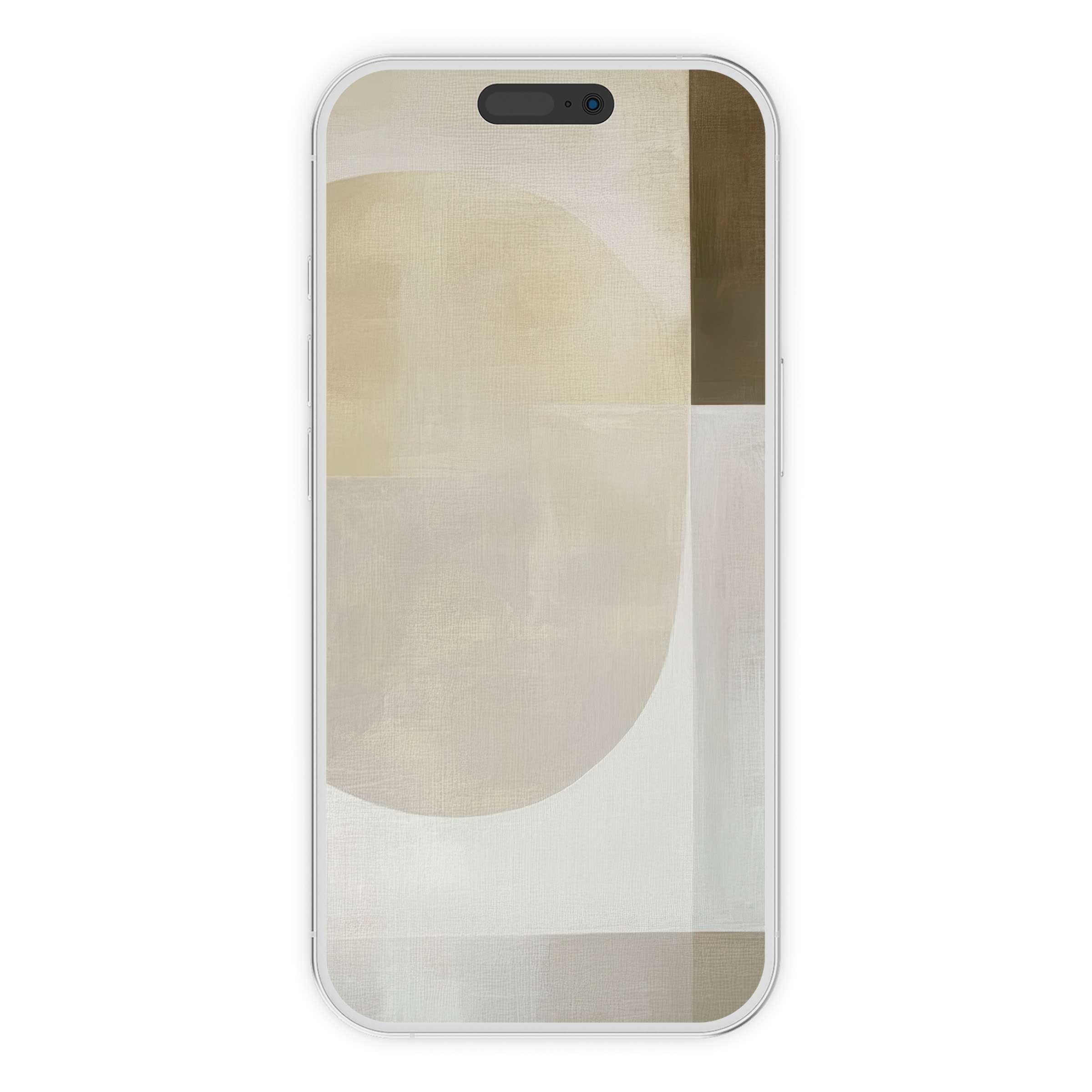 Elegant neutral iPhone wallpaper featuring soothing beige and white abstract art, perfect phone background digital download for serene screens