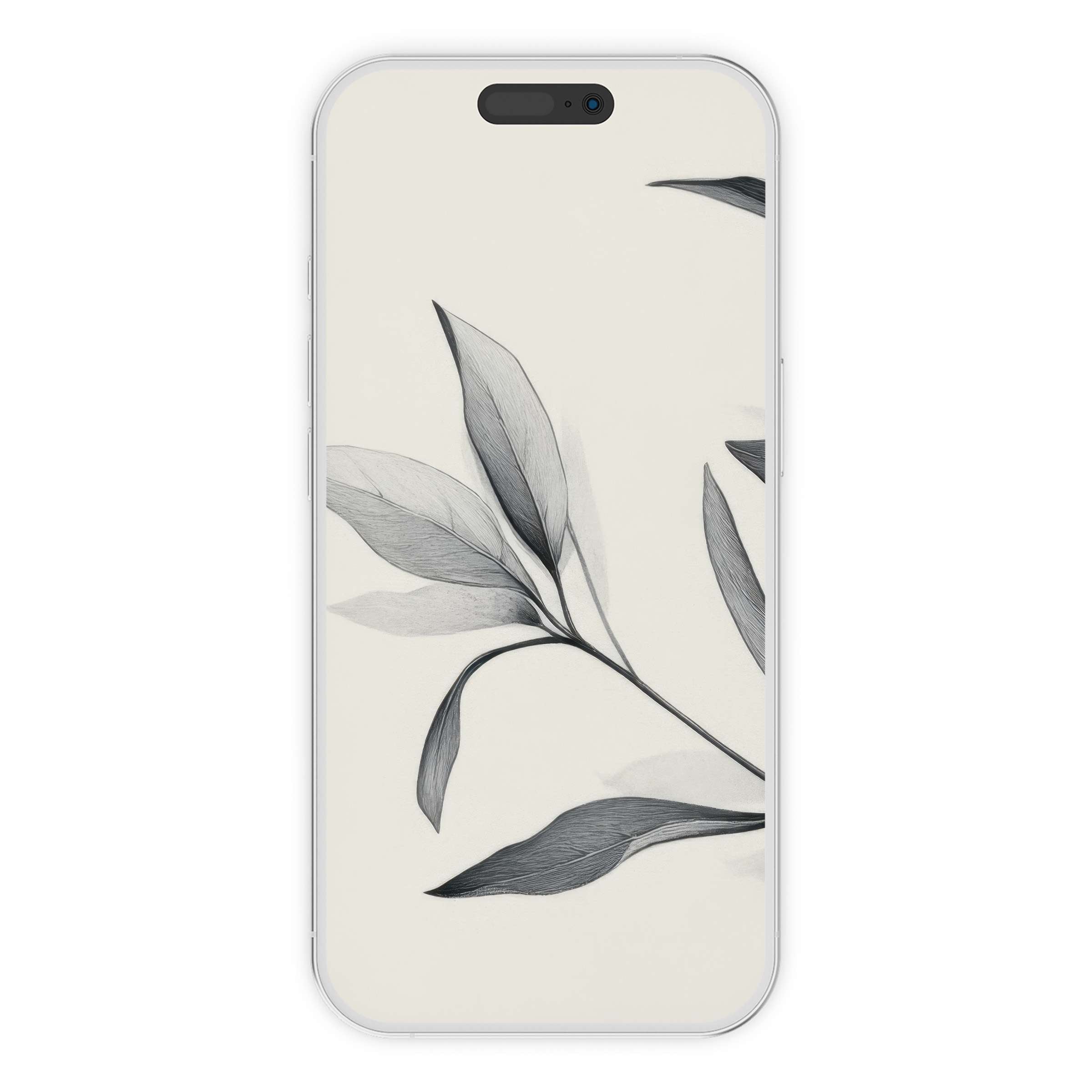 Elegant neutral iPhone wallpaper with botanical sketch background offers a calming digital download for any phone design lover
