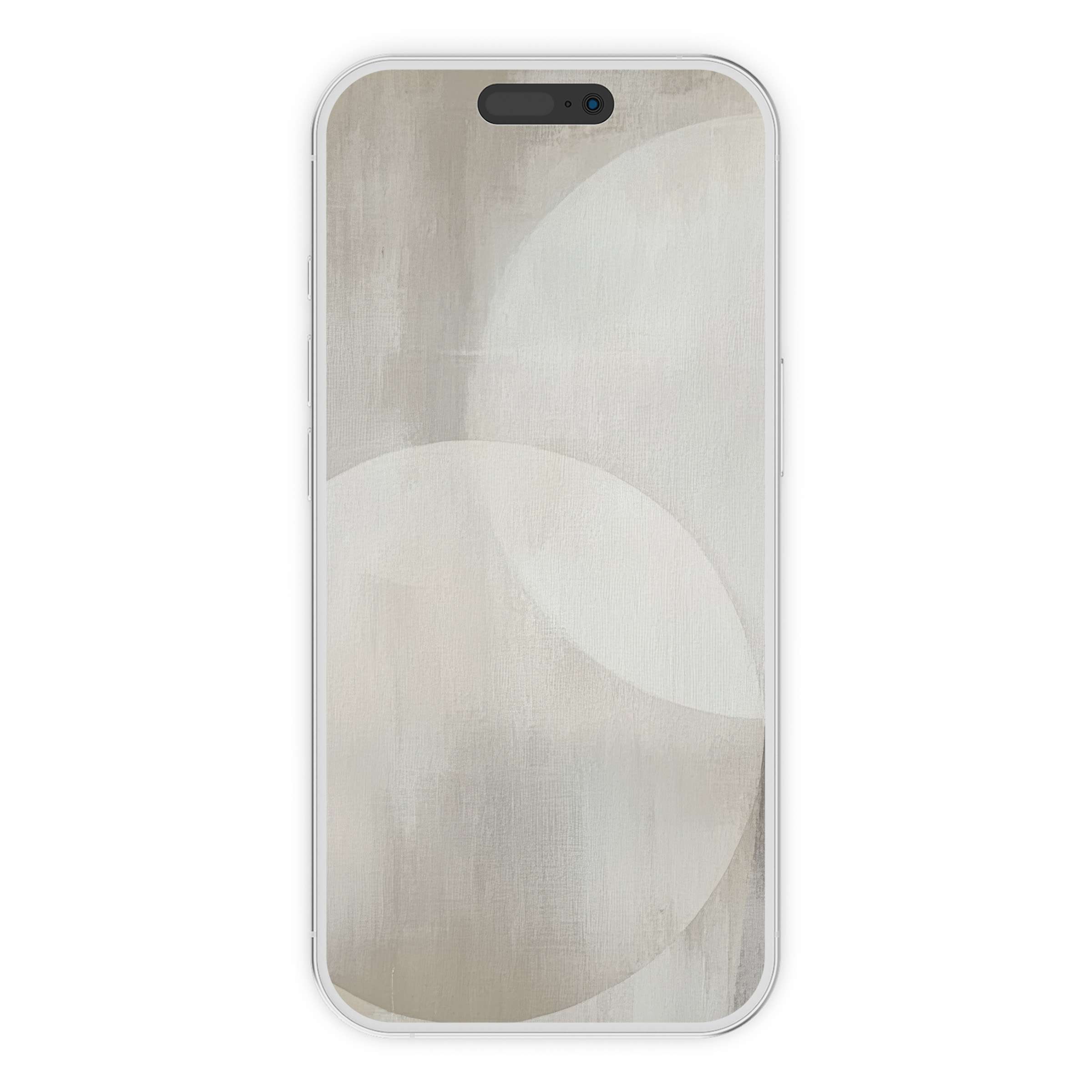 Neutral iPhone wallpaper with soft beige circles and textures offers a calm, artistic phone background digital download for all devices
