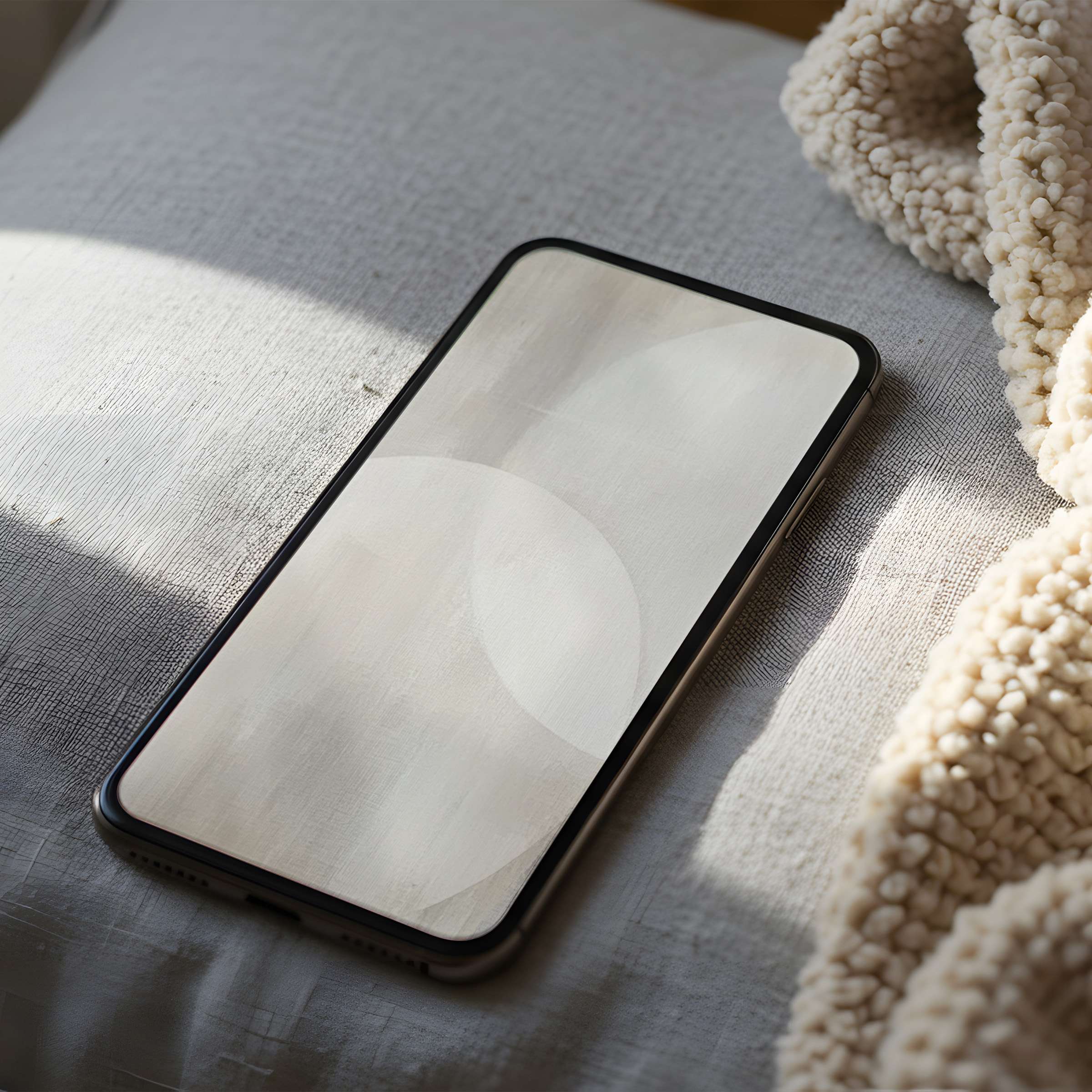 Elegant abstract phone wallpaper in soft neutral hues complements modern interiors providing a soothing aesthetic for iPhone or Android