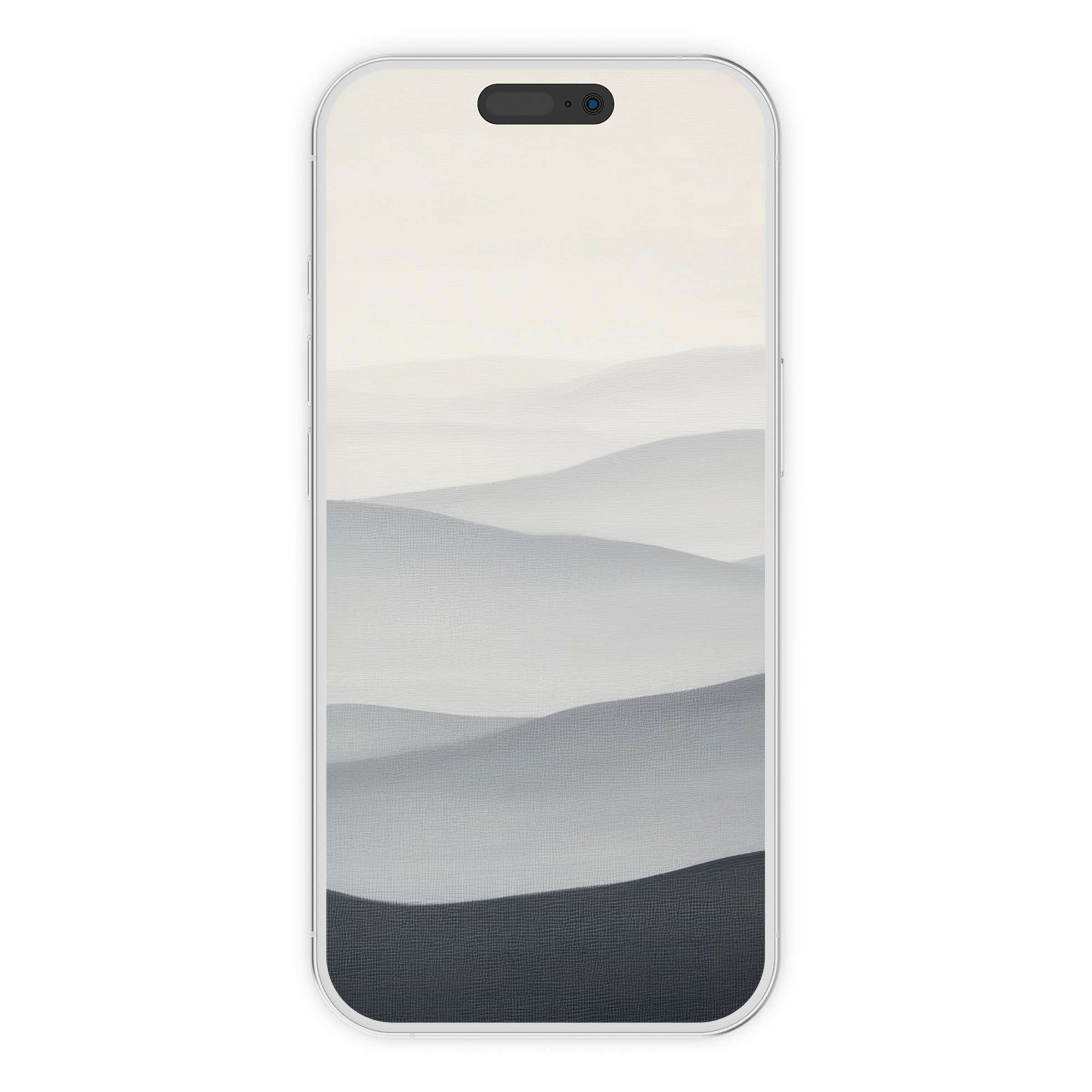 Serene neutral iPhone wallpaper featuring misty abstract hills in elegant grayscale tones ideal for phone backgrounds digital download