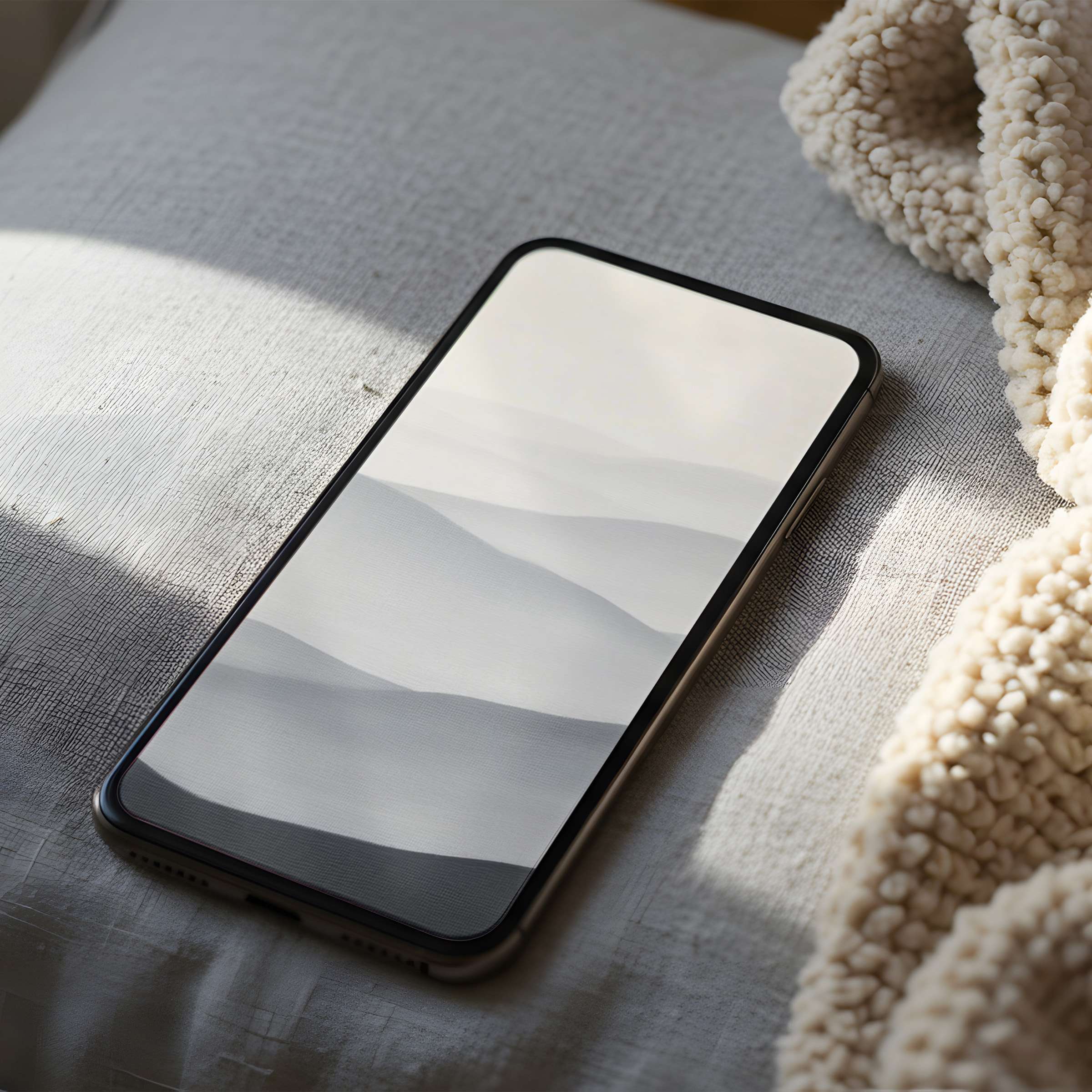 Elegant phone wallpaper with soft, calming gray waves on high-resolution display, perfect for iPhone and Android, digital download