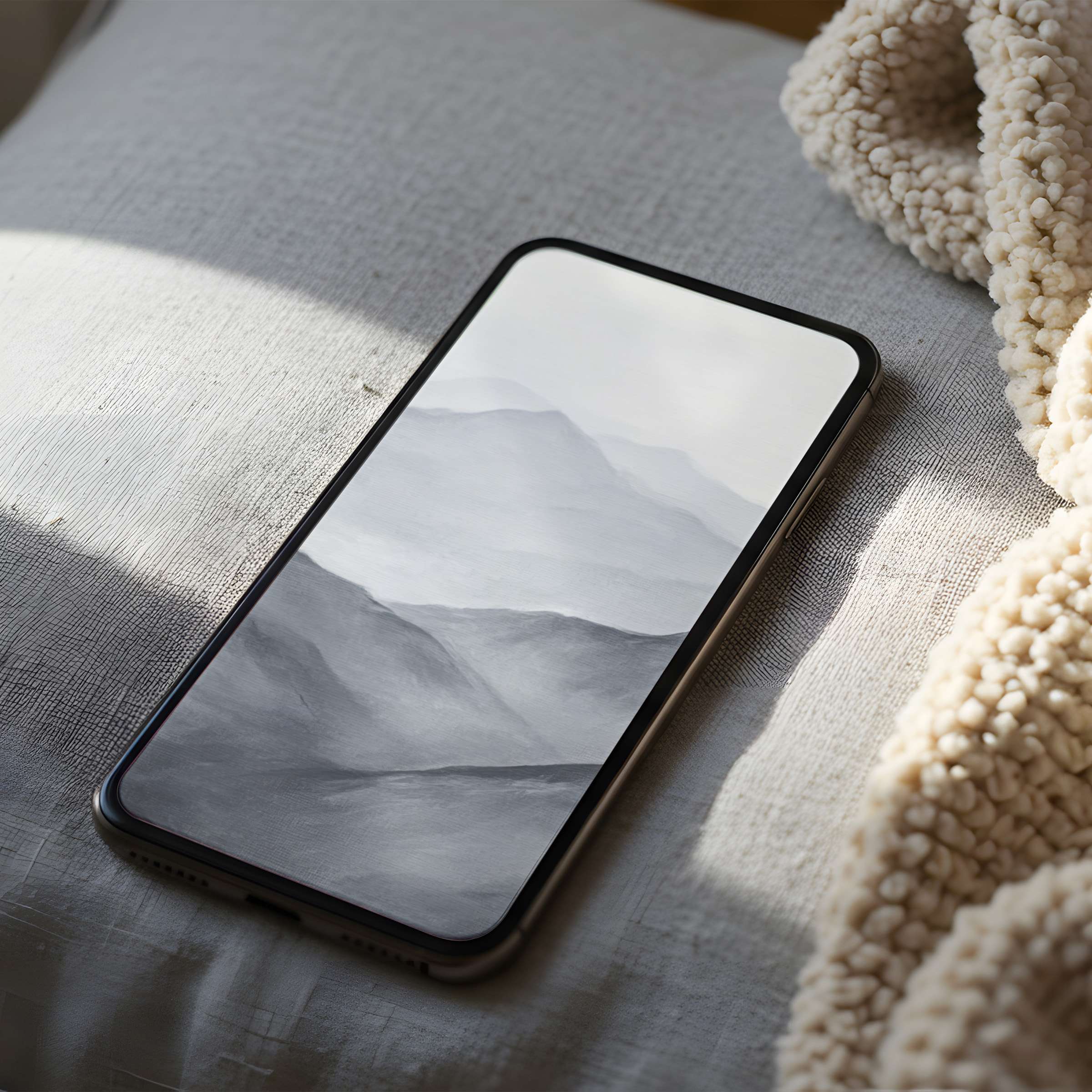Elegant mountain landscape phone wallpaper in soothing gray tones enhances tranquility, suitable for iPhone and android download