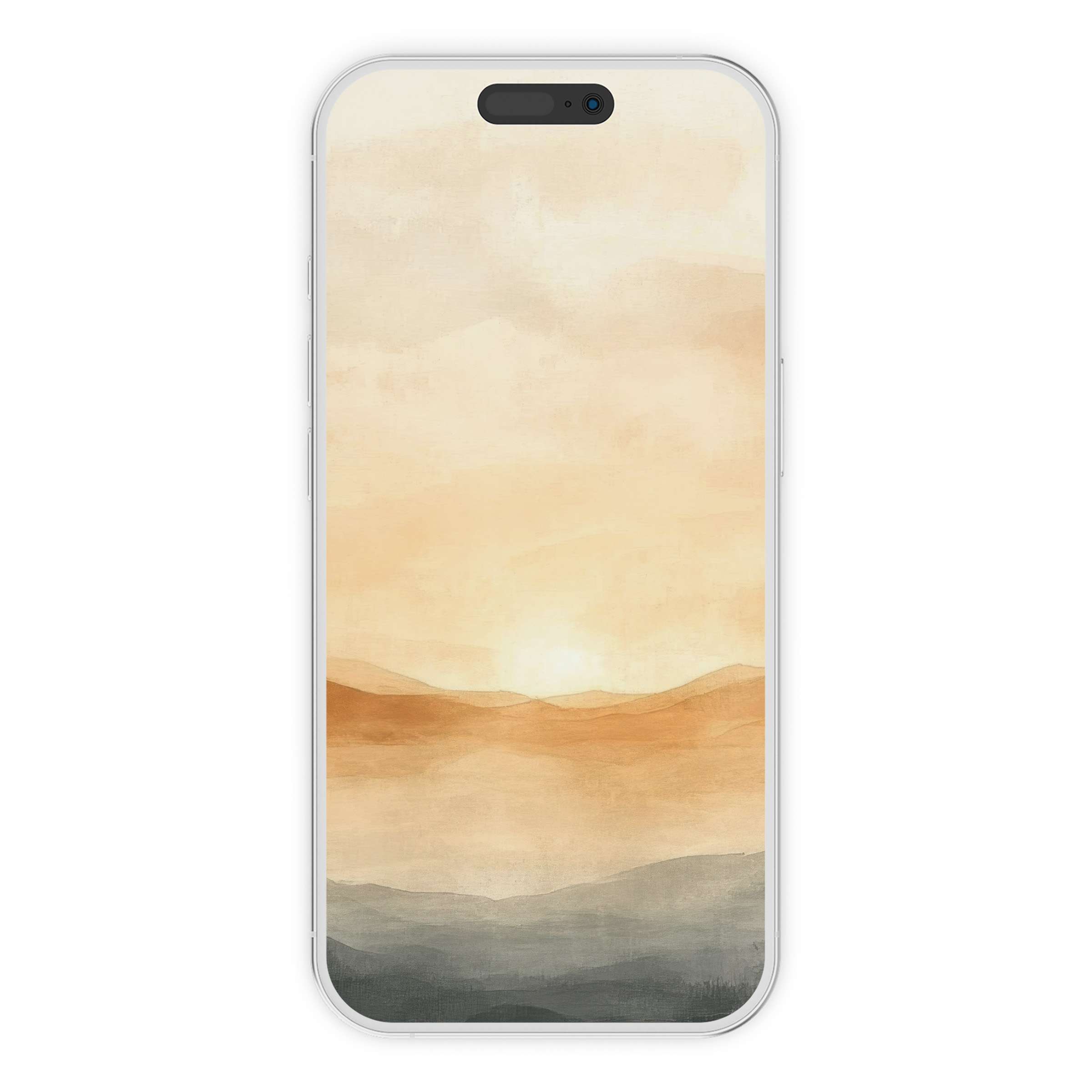 Neutral iPhone wallpaper with serene, earthy tones and abstract sunset creates an elegant phone background for digital download users