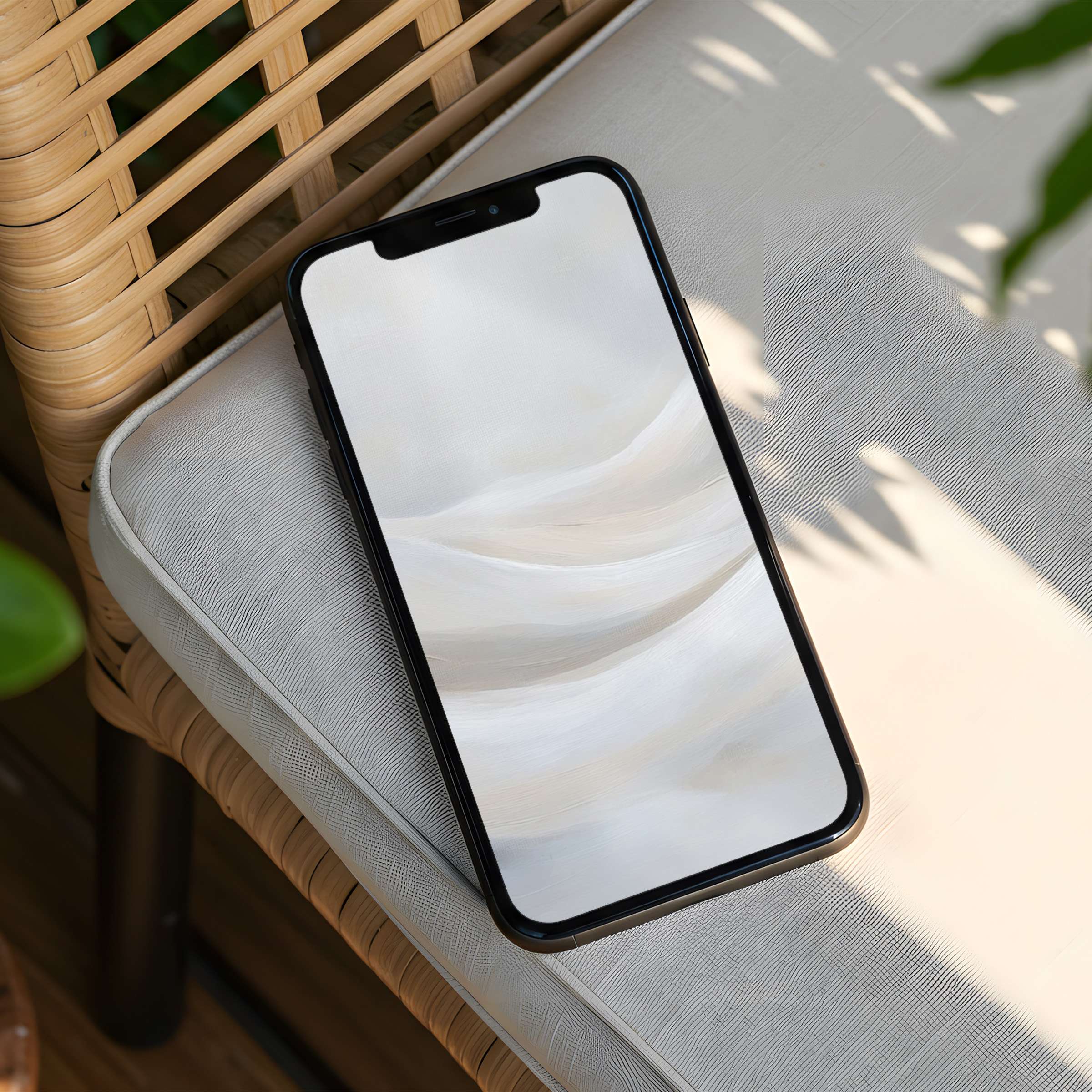 Elegant iPhone background featuring soft beige and white abstract design for instant download, perfect for enhancing phone aesthetics