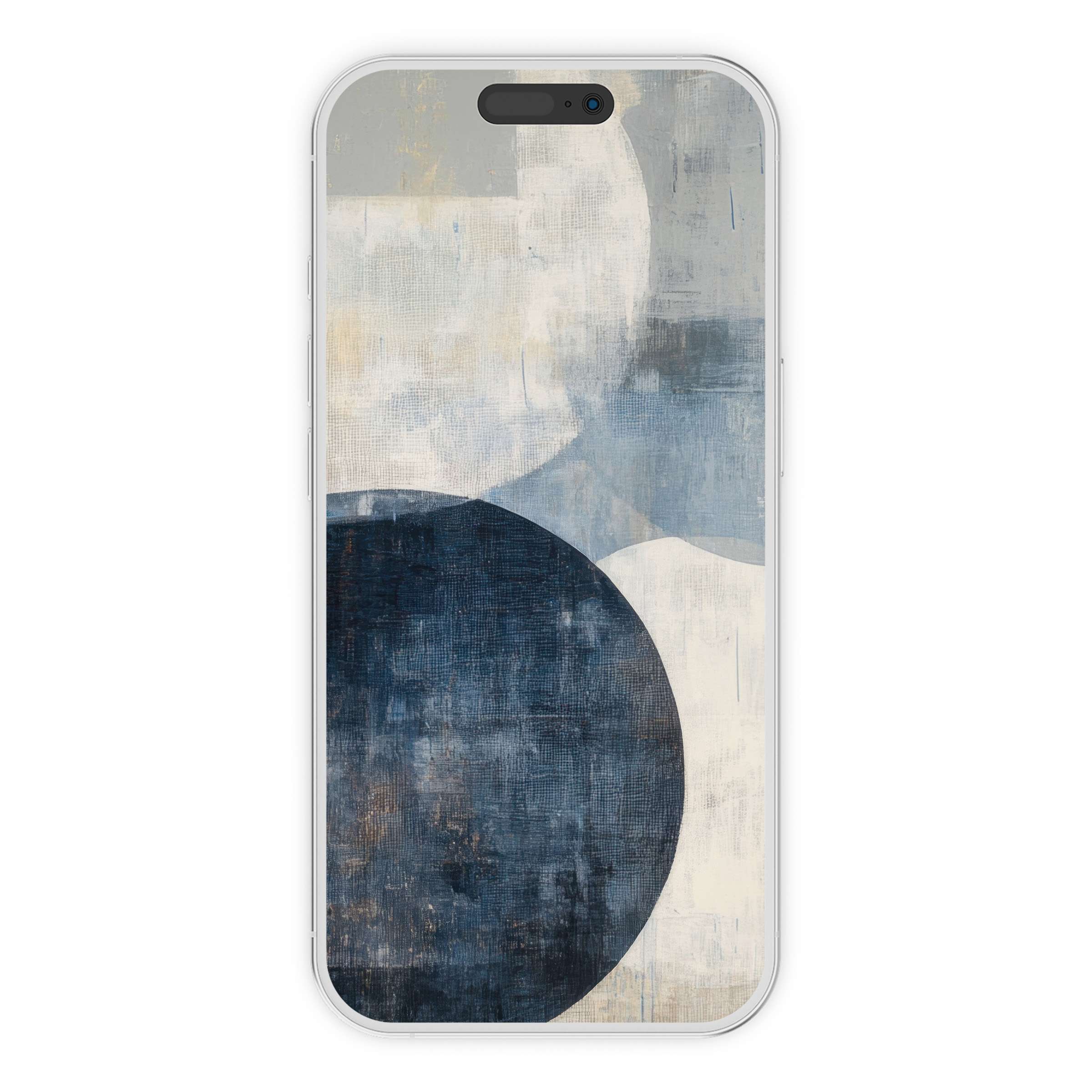 Neutral iPhone wallpaper features abstract textures in calming blues and greys, perfect phone background available as a digital download