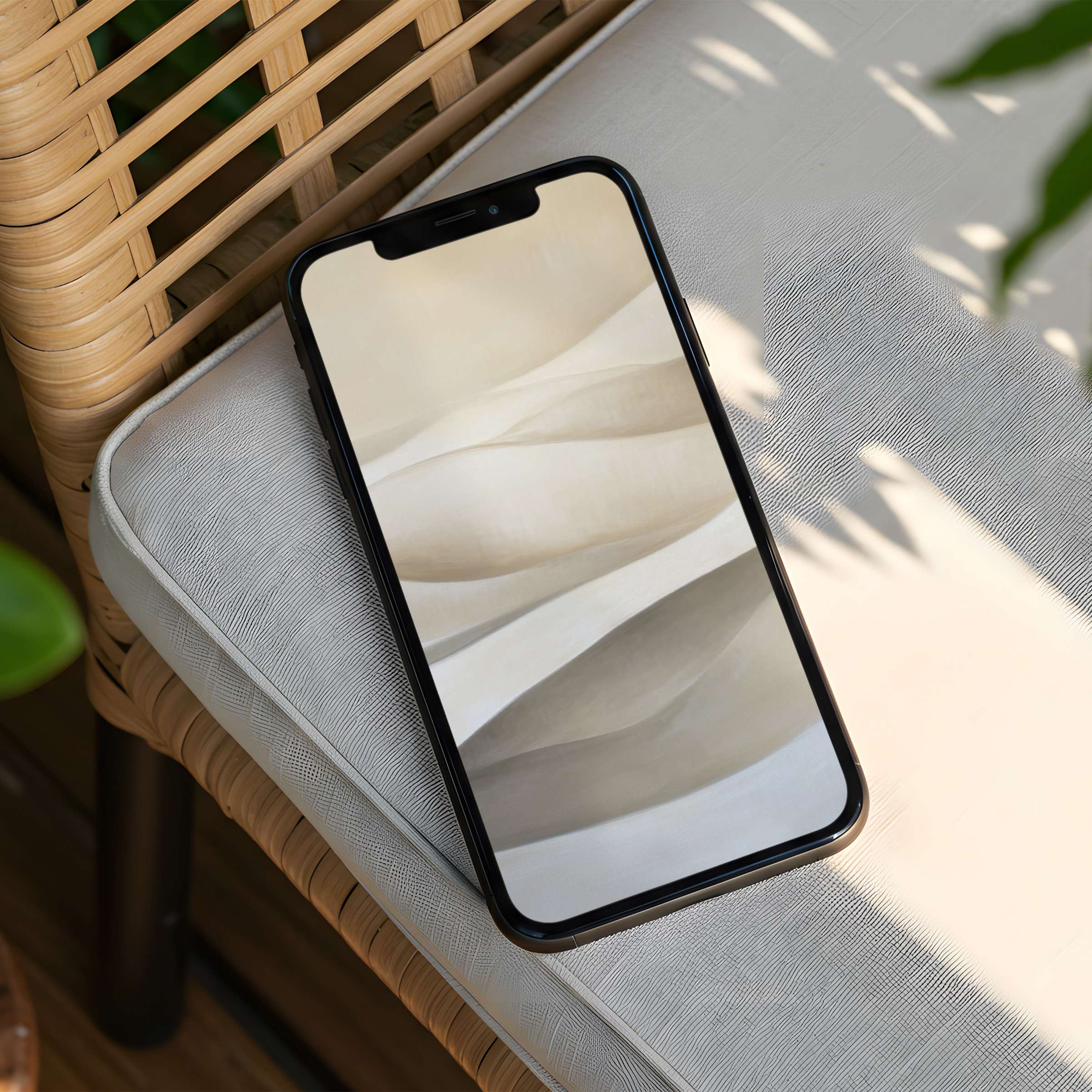 Elegant iPhone background with soothing beige waves promotes calm and mindfulness instant download for phone inspiration and style