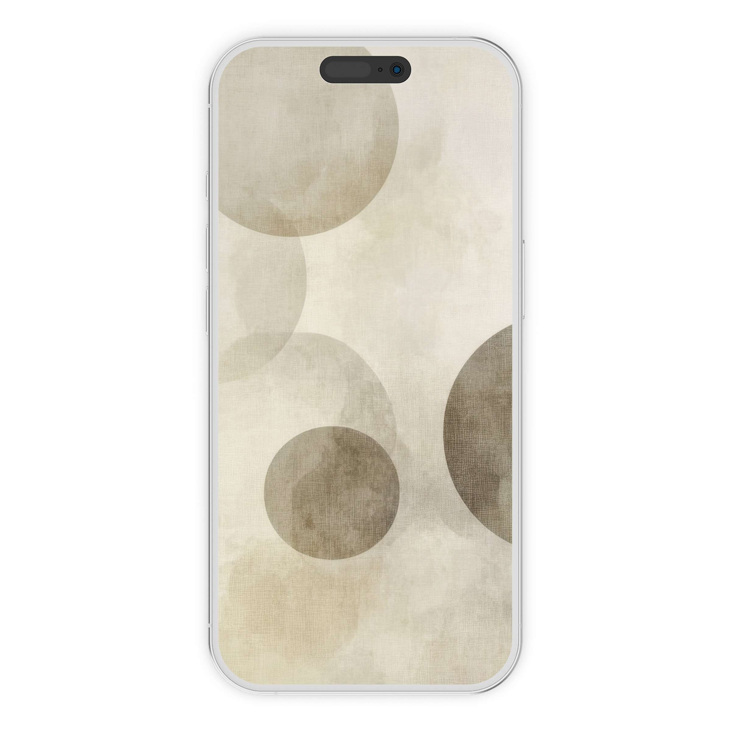 Elegant neutral iPhone wallpaper with gentle beige circles offers a calming digital download phone background for stylish aesthetics