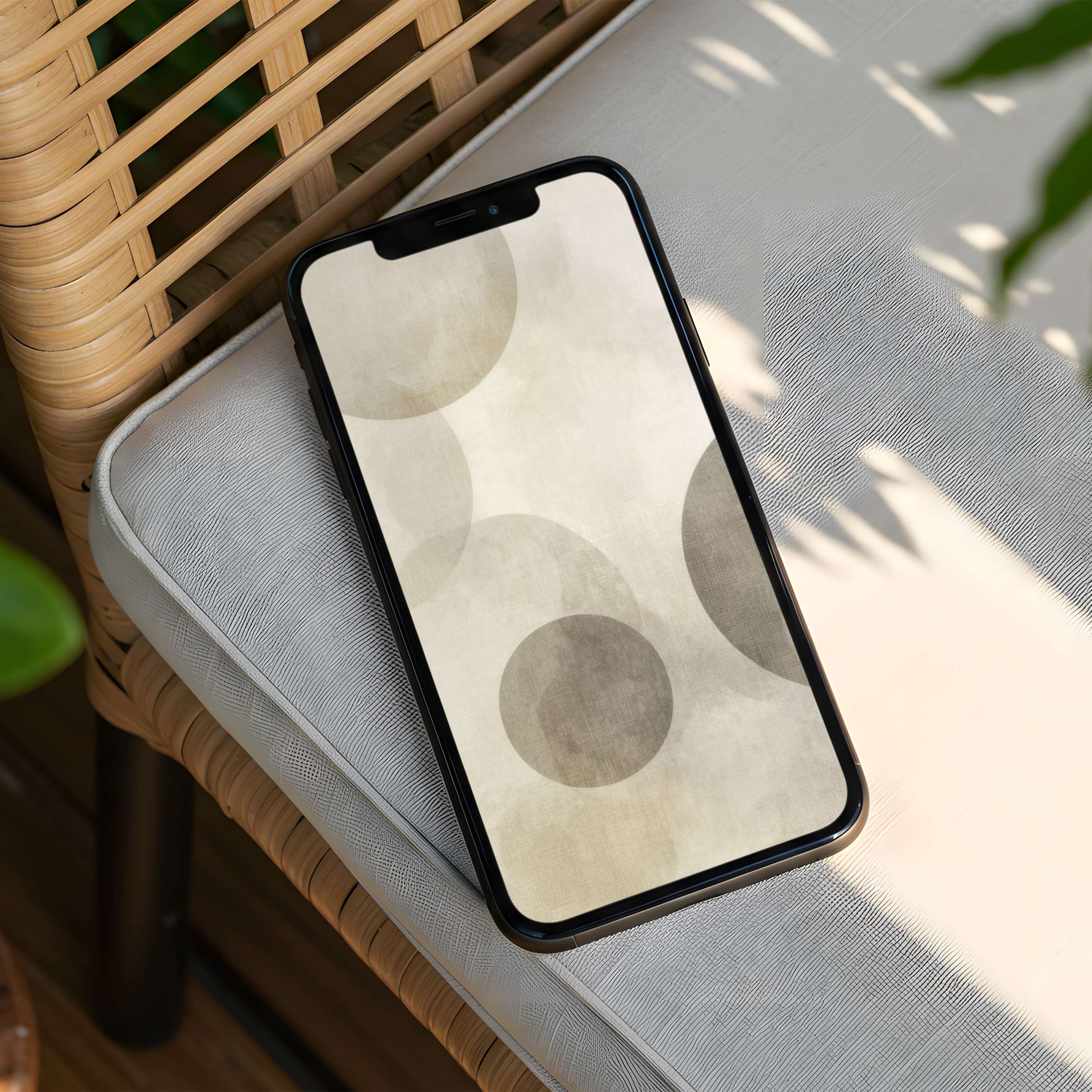 Elegant abstract beige circles create a calming iPhone background for design-conscious users seeking instant download to inspire phone peace