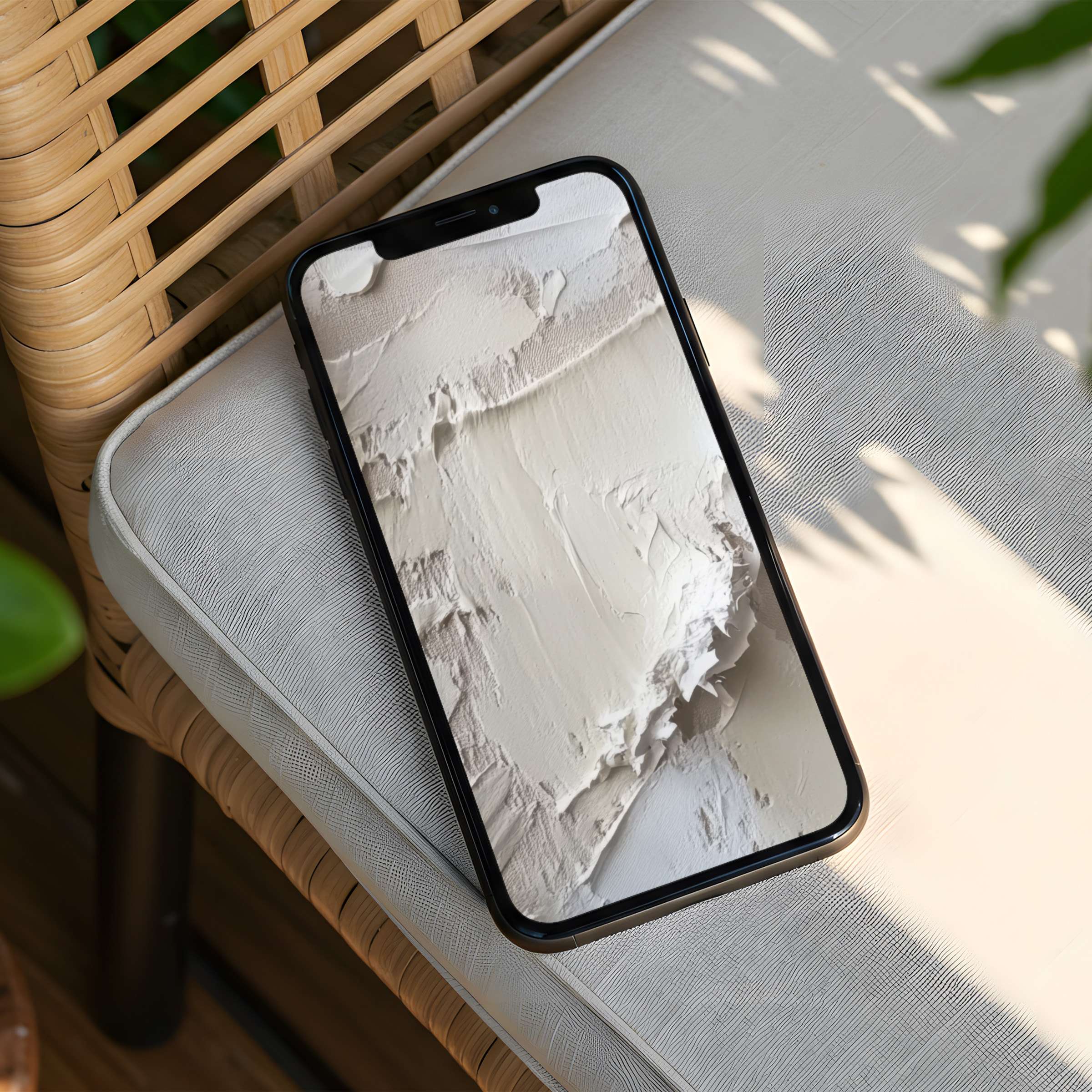Elegant iPhone background with textured cream abstract art offering instant download for phone tranquility and aesthetic allure