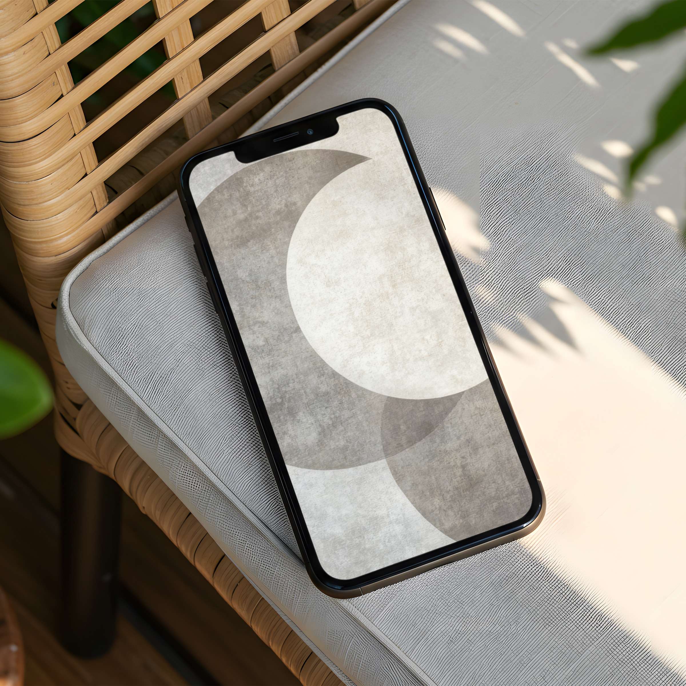 Elegant iPhone background featuring minimalist geometric design with soft neutral tones perfect for instant download on any phone