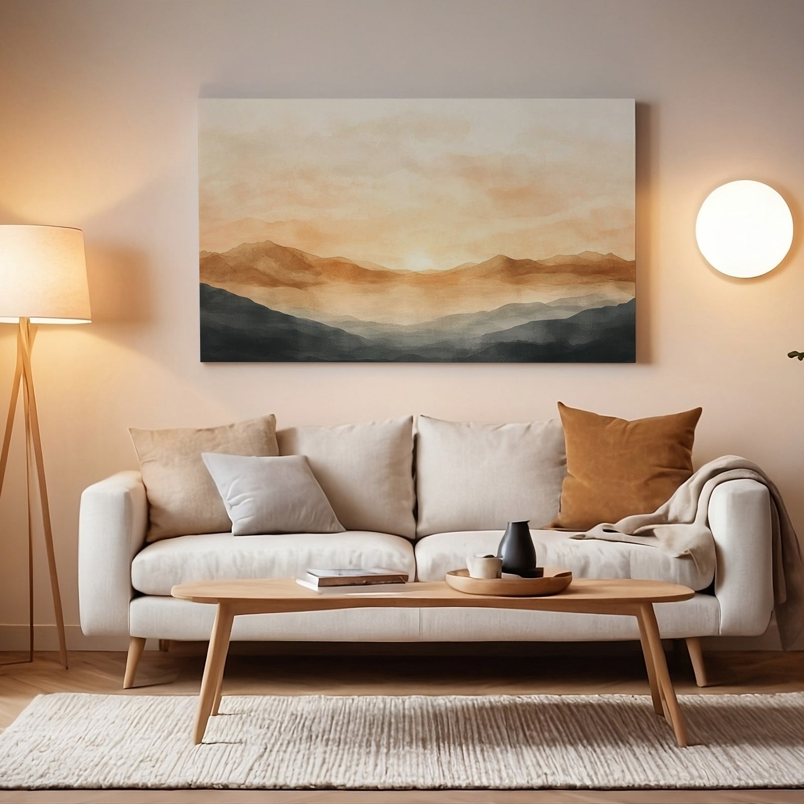 Neutral Digital Art Print inMinimalist Living Room