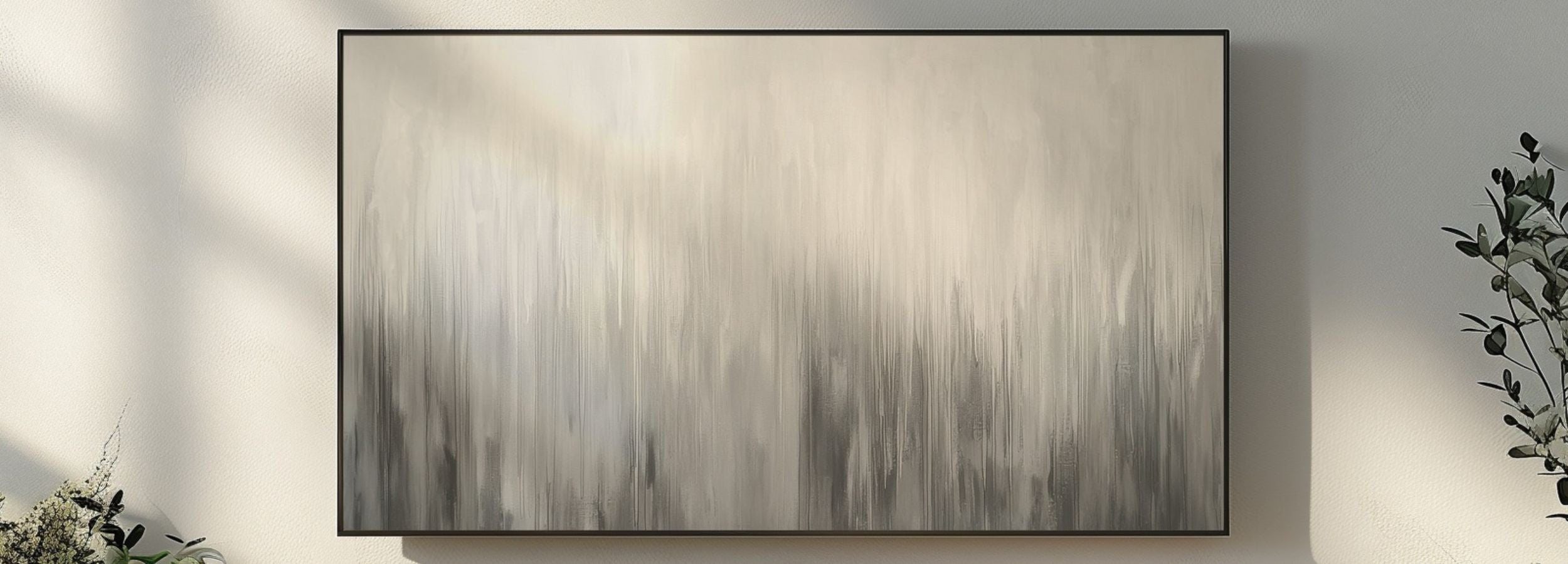 Neutral abstract painting in soft beige and gray tones, minimalist gradient artwork for Samsung Frame TV home decor