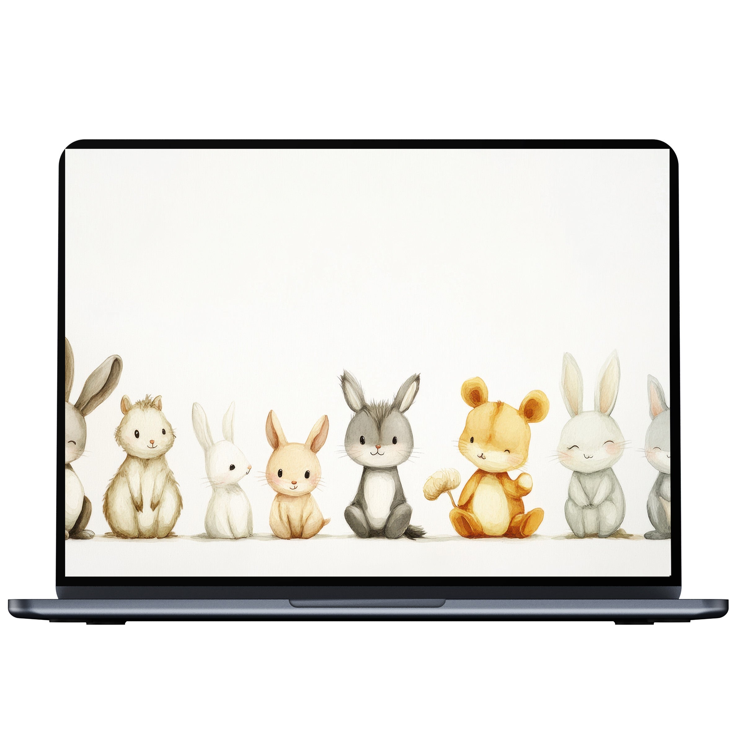 Charming nursery desktop wallpaper featuring watercolor animals adds elegance and calm to PC or laptop digital download