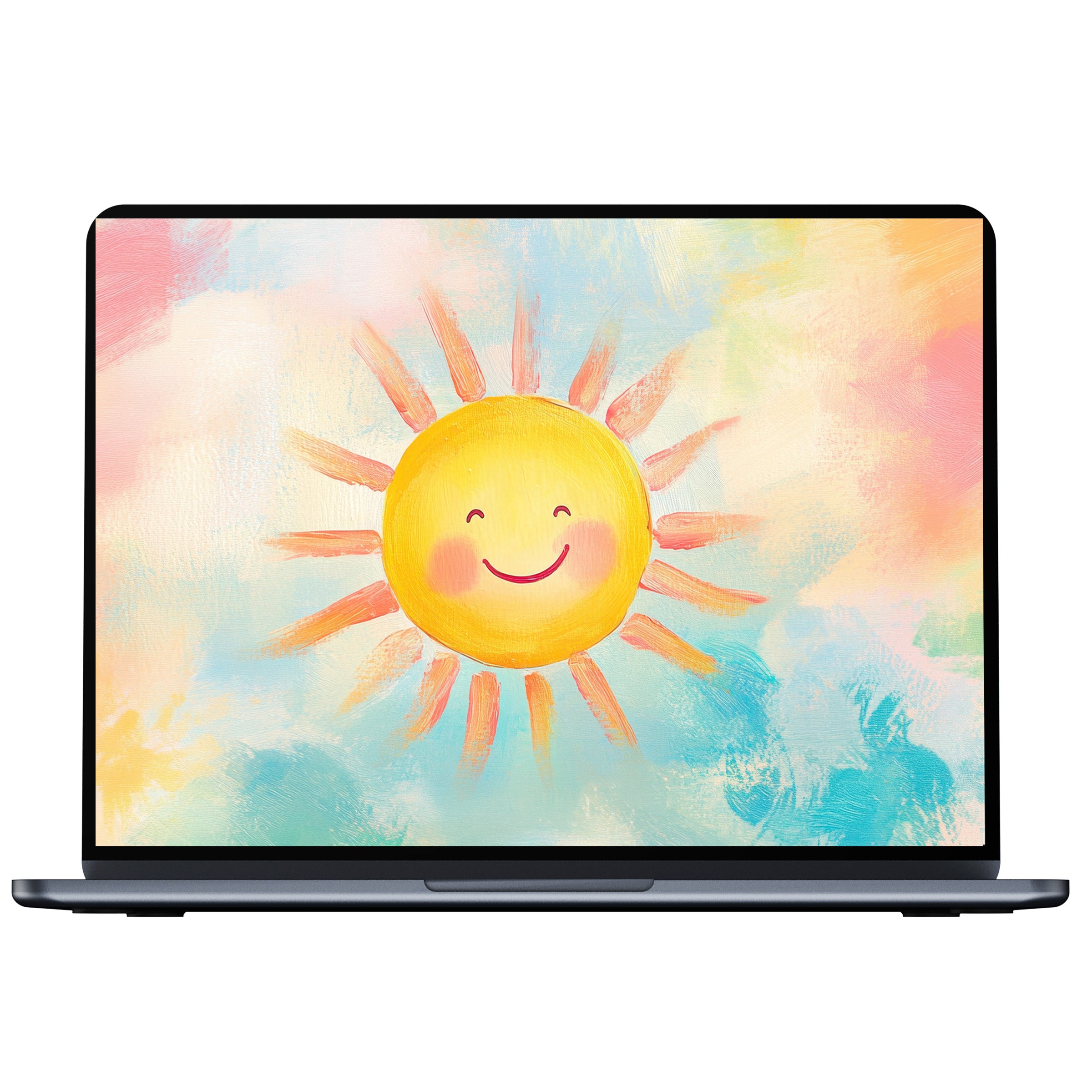 Inspire calm with this digital download of a cheerful nursery desktop wallpaper featuring a radiant sun for PC or laptop displays