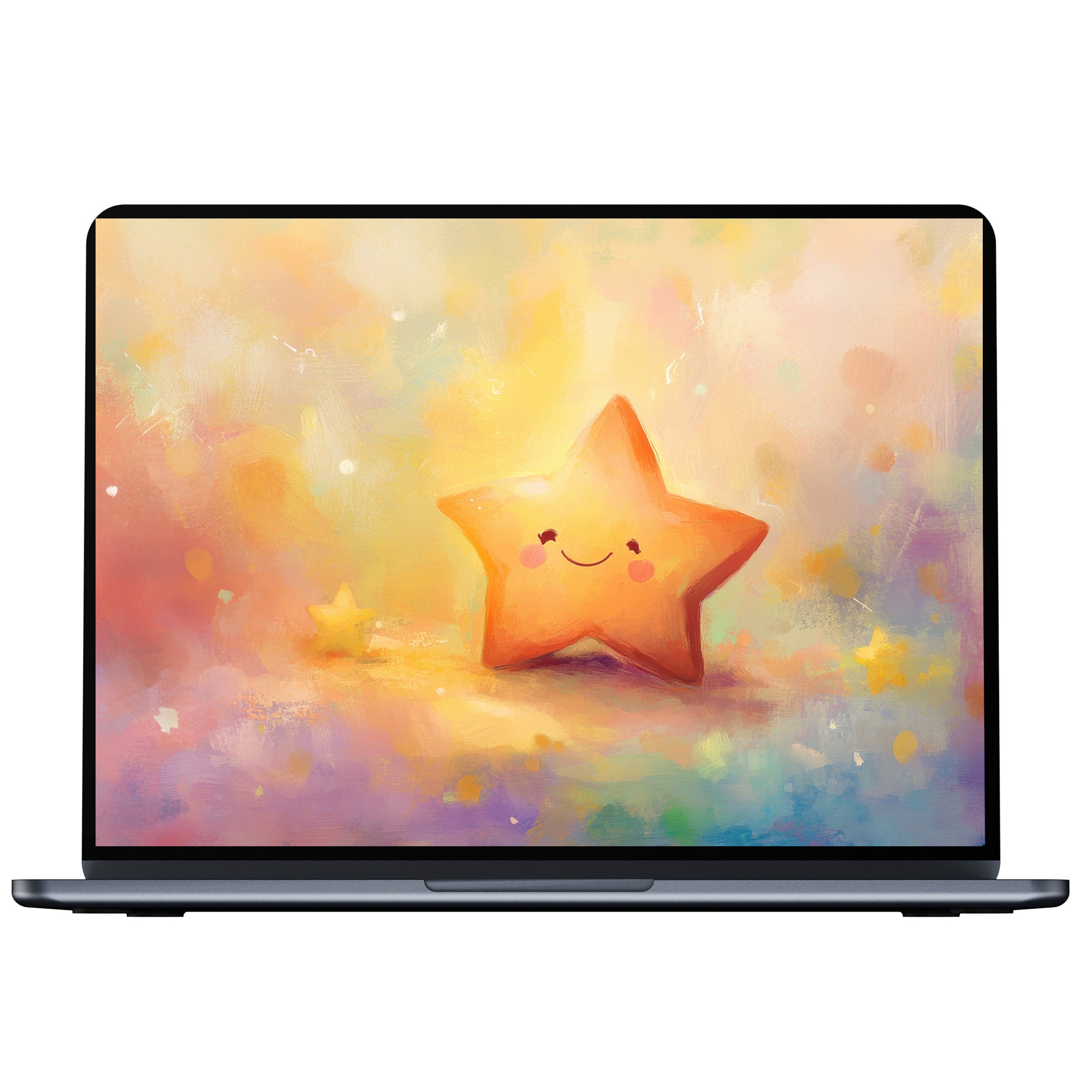 Inspiring nursery desktop wallpaper with pastel star art for digital download, creating calm elegance for PC and laptop screens