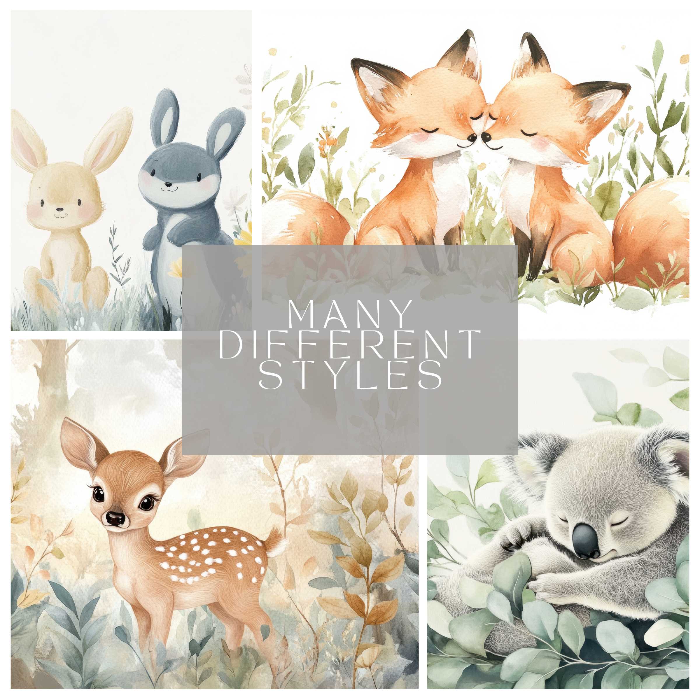 Charming animal illustrations for a curated computer background in high resolution bringing peace and elegance to your digital space