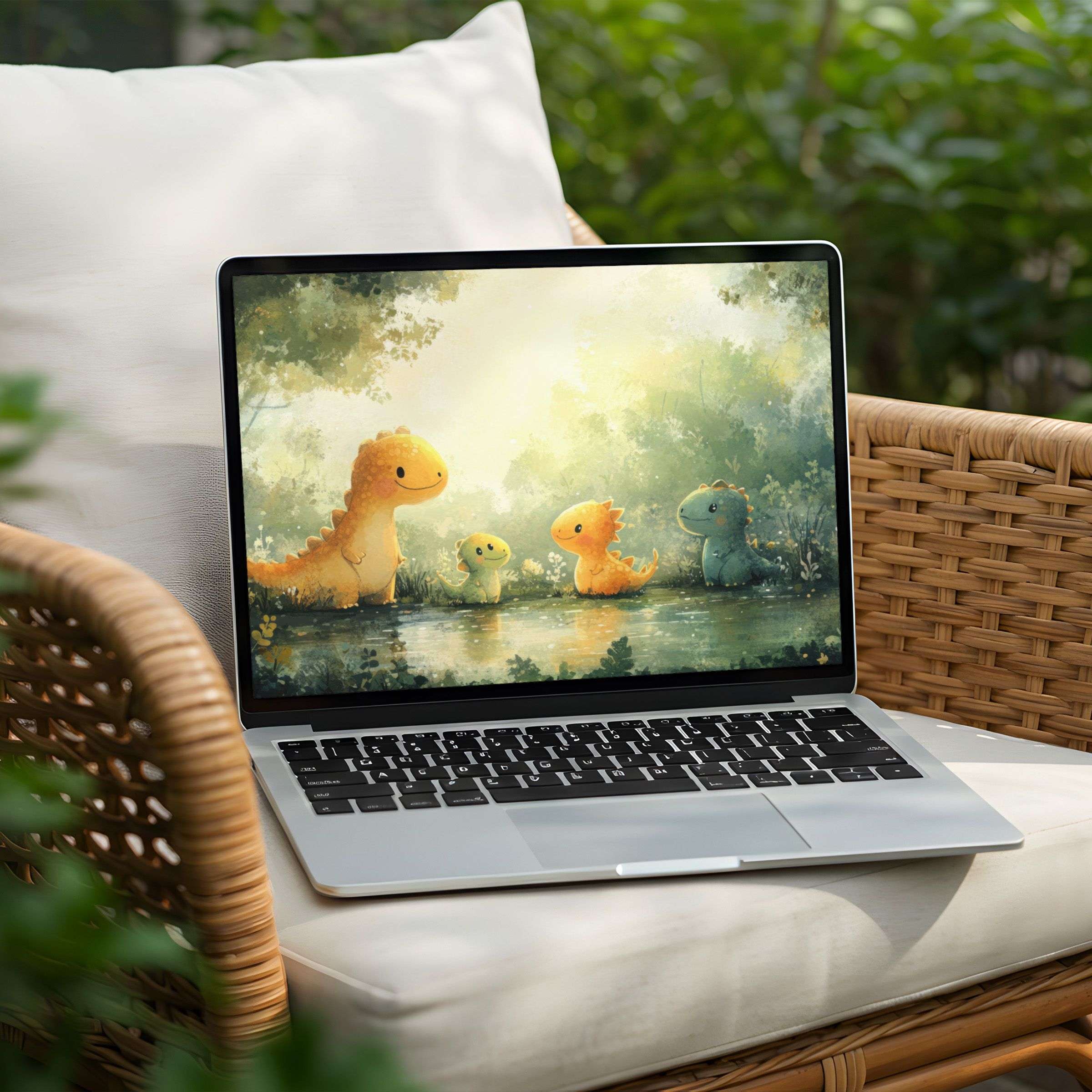 Download this serene dinosaur landscape desktop background for PC or Laptop instantly, inspiring calmness and mindfulness