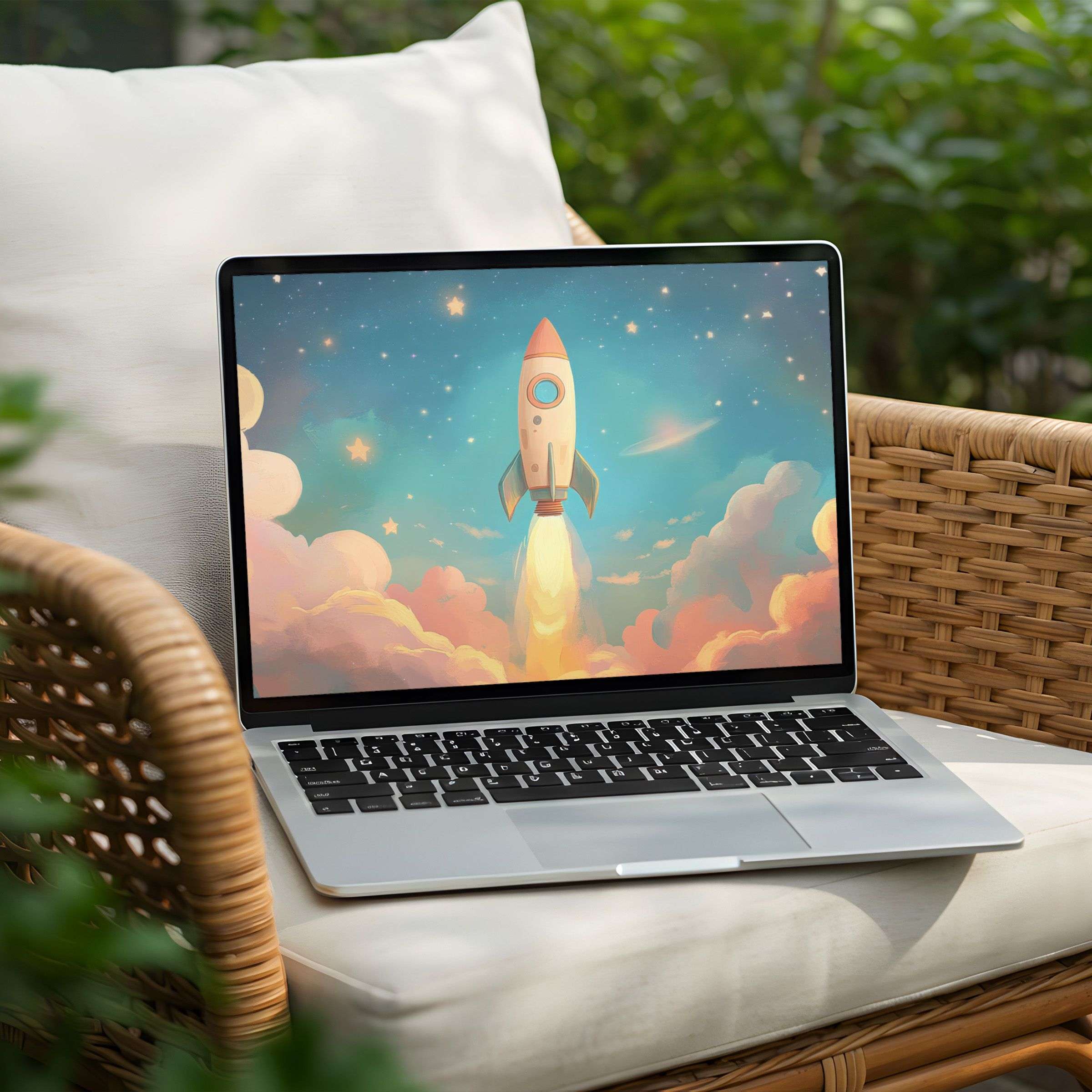 Elegant desktop background with a serene rocket scene for instant download on PC and Laptop inspiring calm and creativity