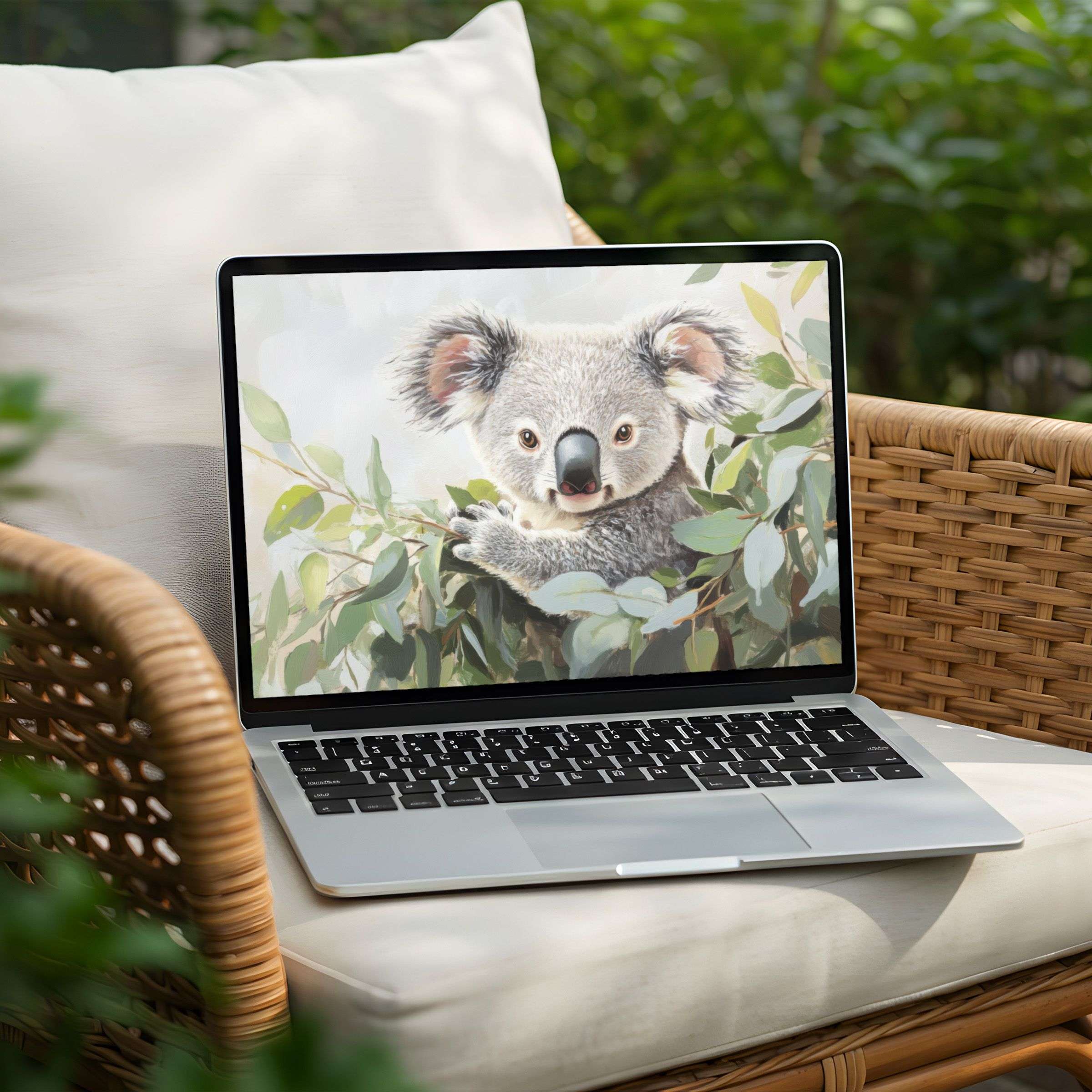 Elegant koala digital art for your PC or laptop desktop background brings calm and inspiration; instant download available now