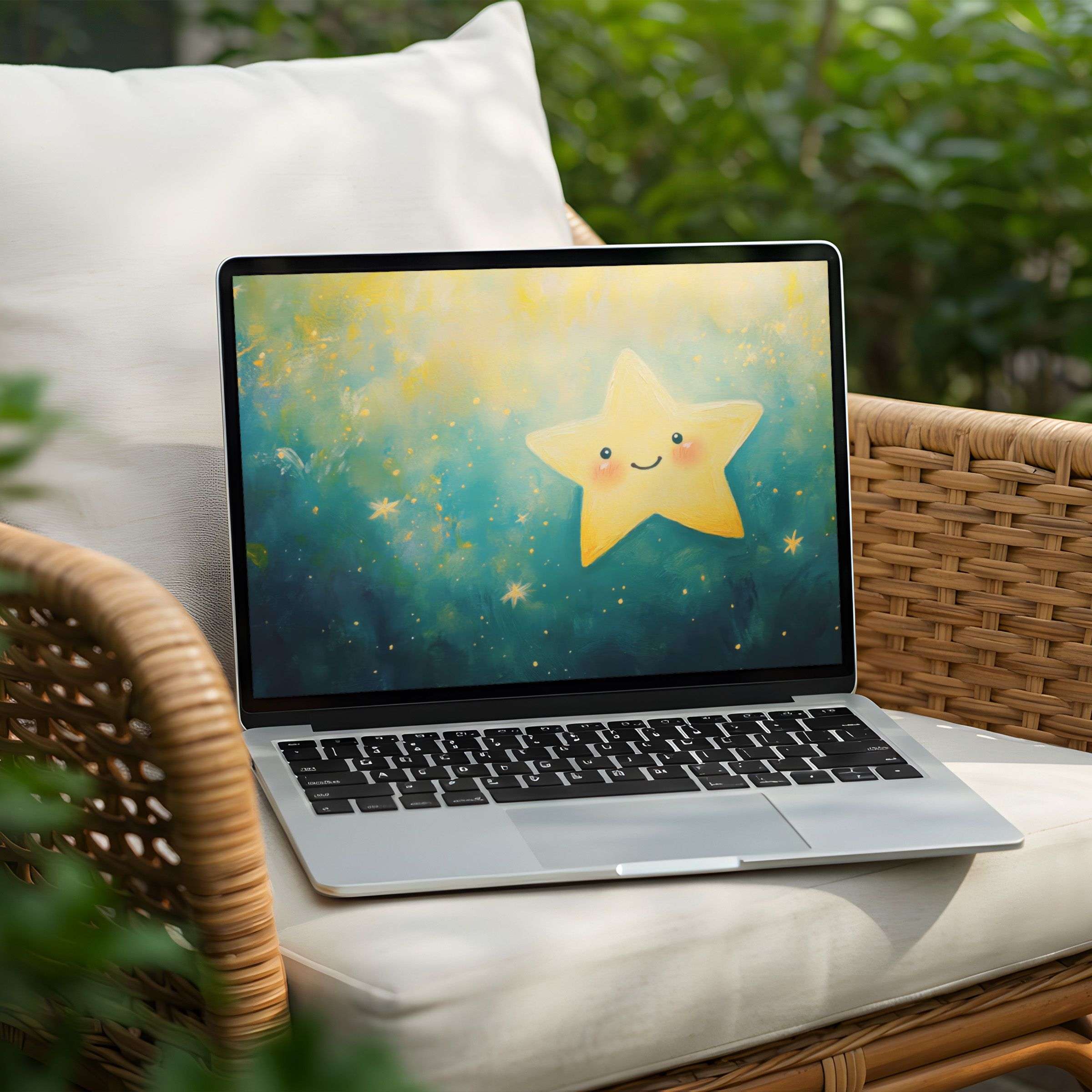 Brighten your PC or laptop with this calming starry desktop background, available for instant download, inspiring tranquility