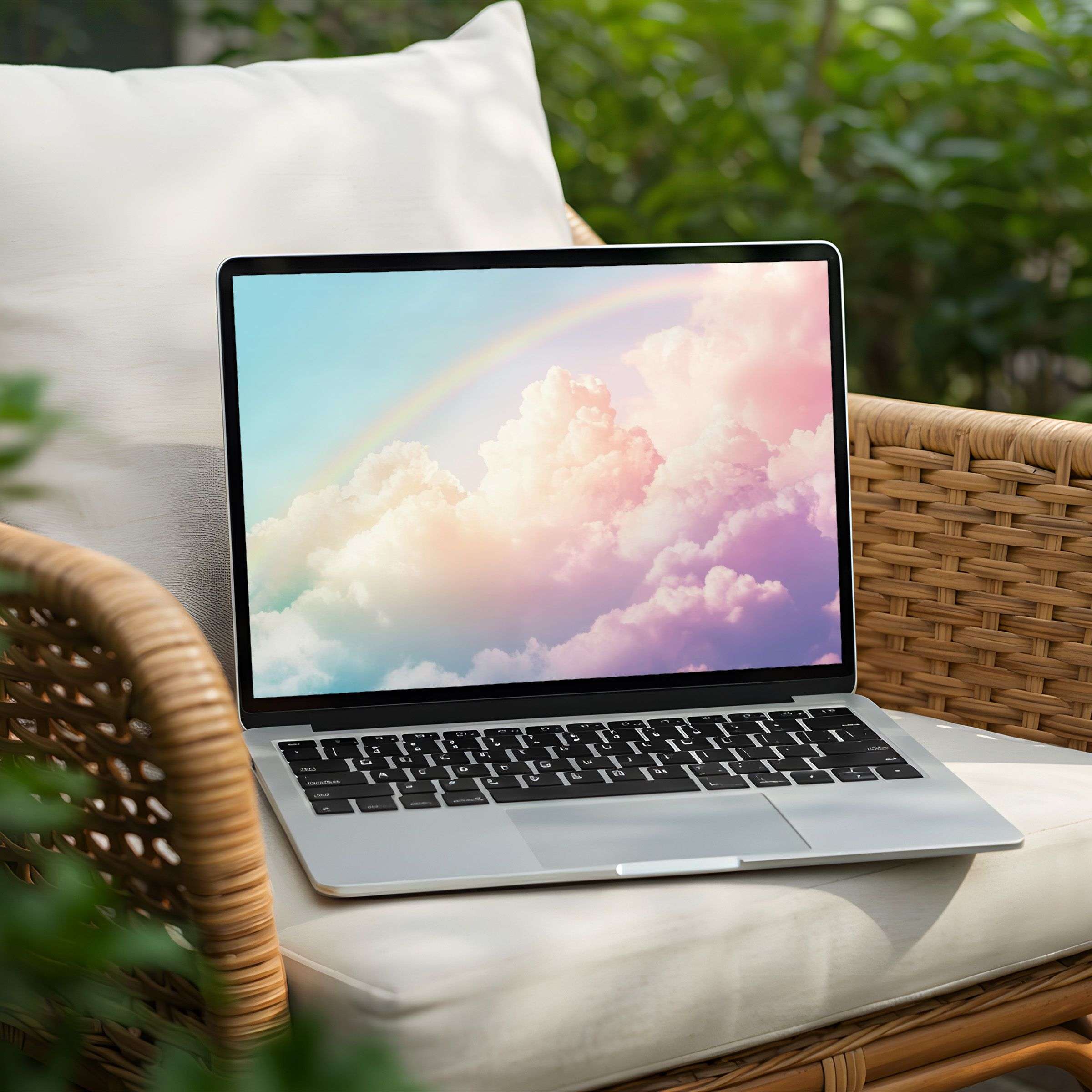 Serene pastel cloud desktop background for PC or laptop instant download evokes calm and inspiration with elegant design