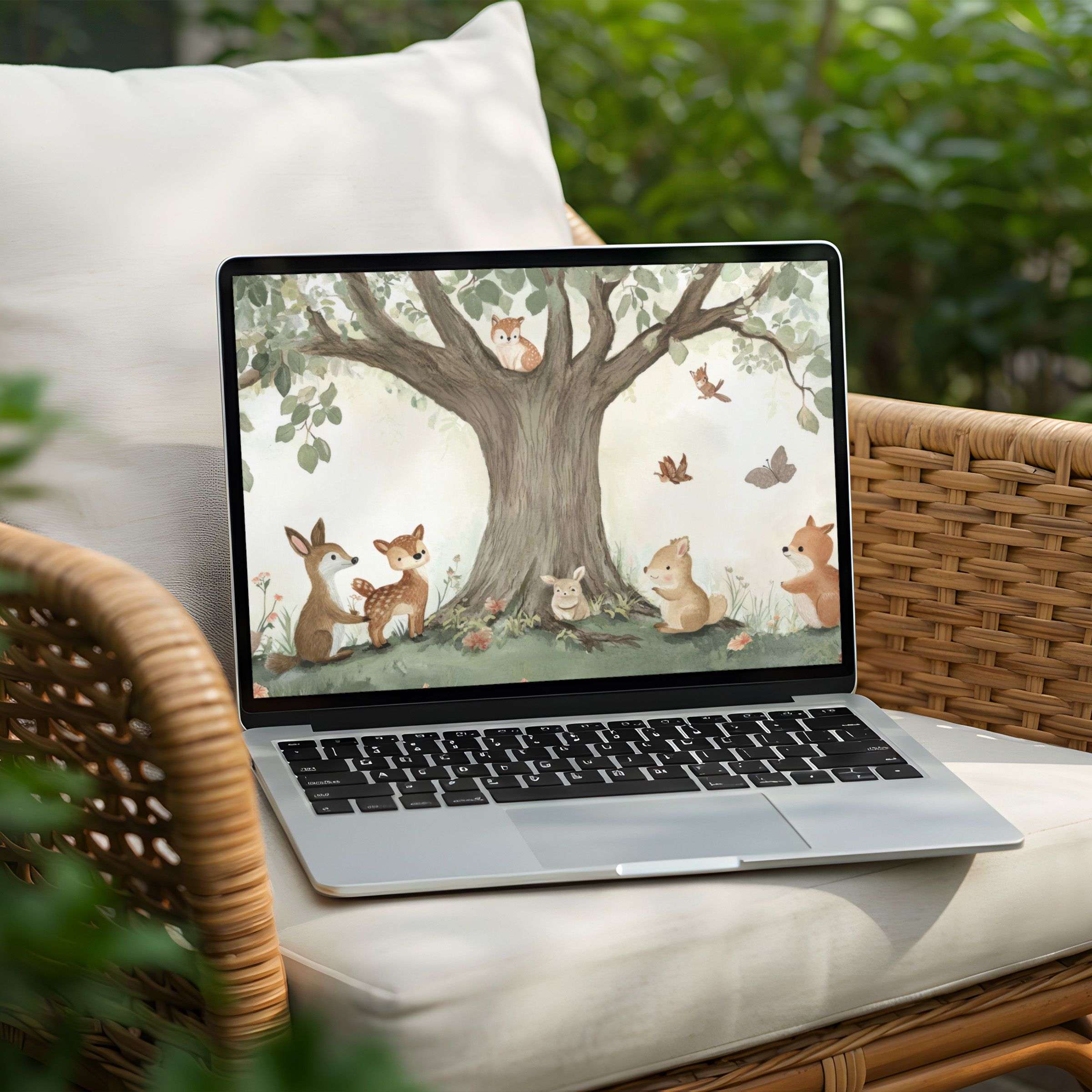 Inspirational forest scene desktop background for PC and Laptop instant download for a serene and elegant digital art escape