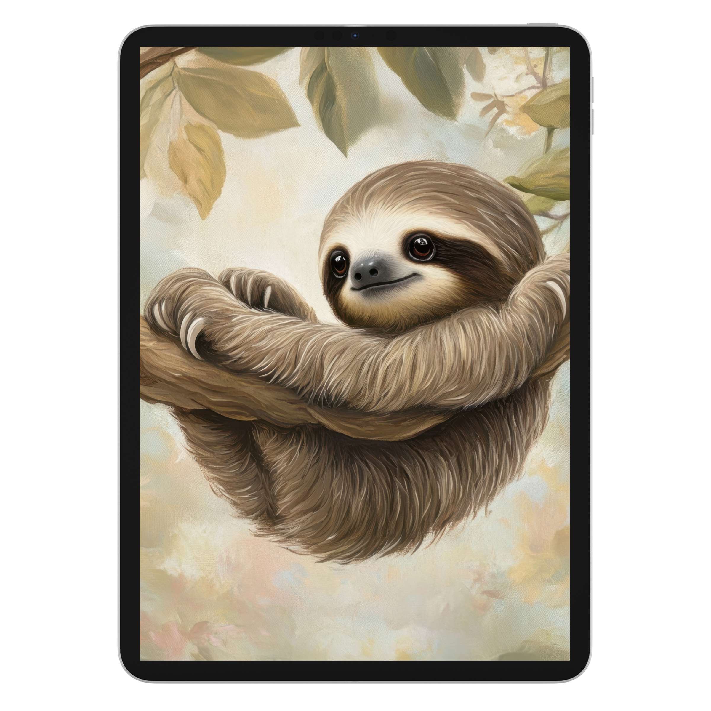 Inspire serenity with this nursery iPad wallpaper's digital download featuring an elegant sloth for tablet backgrounds and calming decor