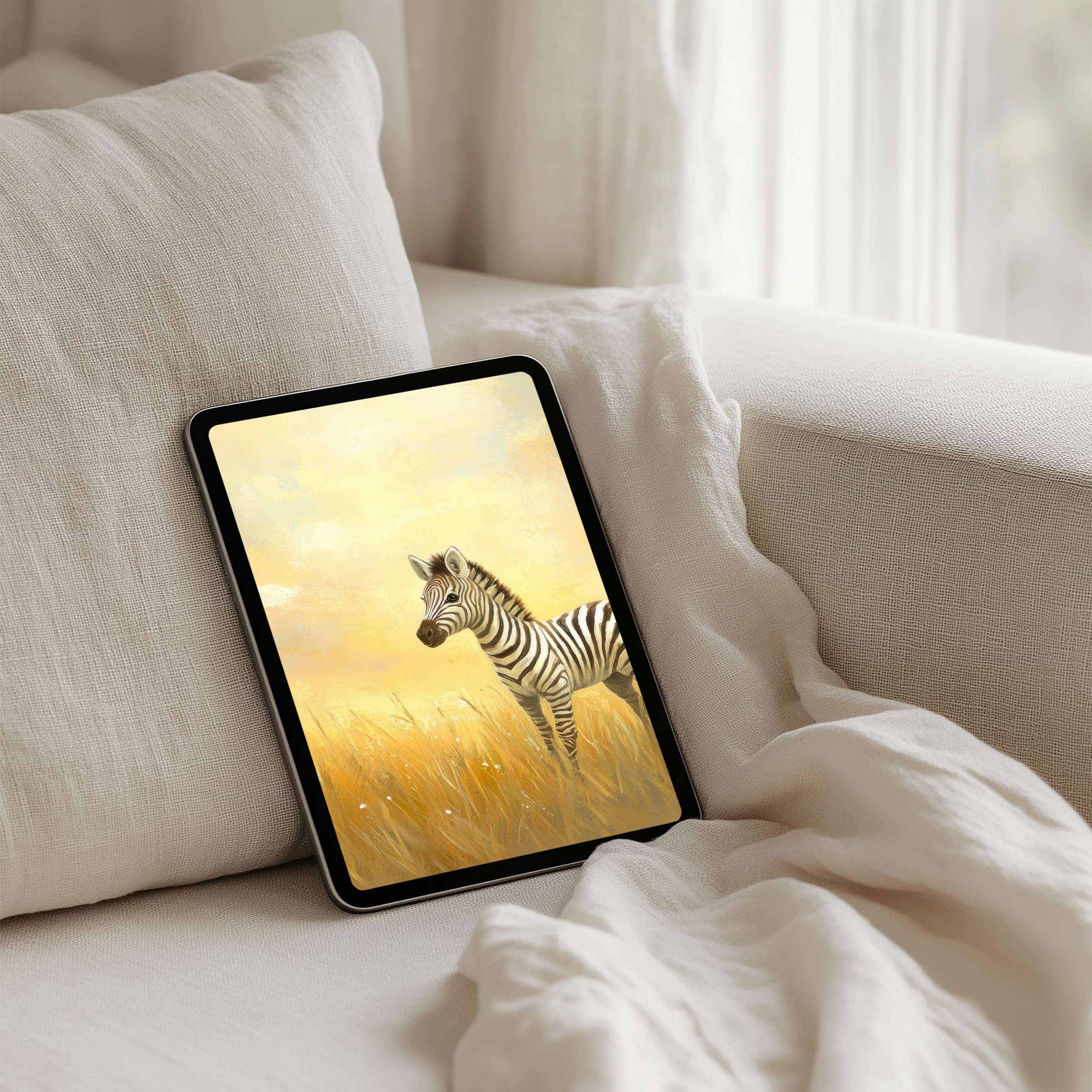 Elegant zebra art iPad background for instant download enhances mindfulness and fits any tablet seamlessly inspiring serenity