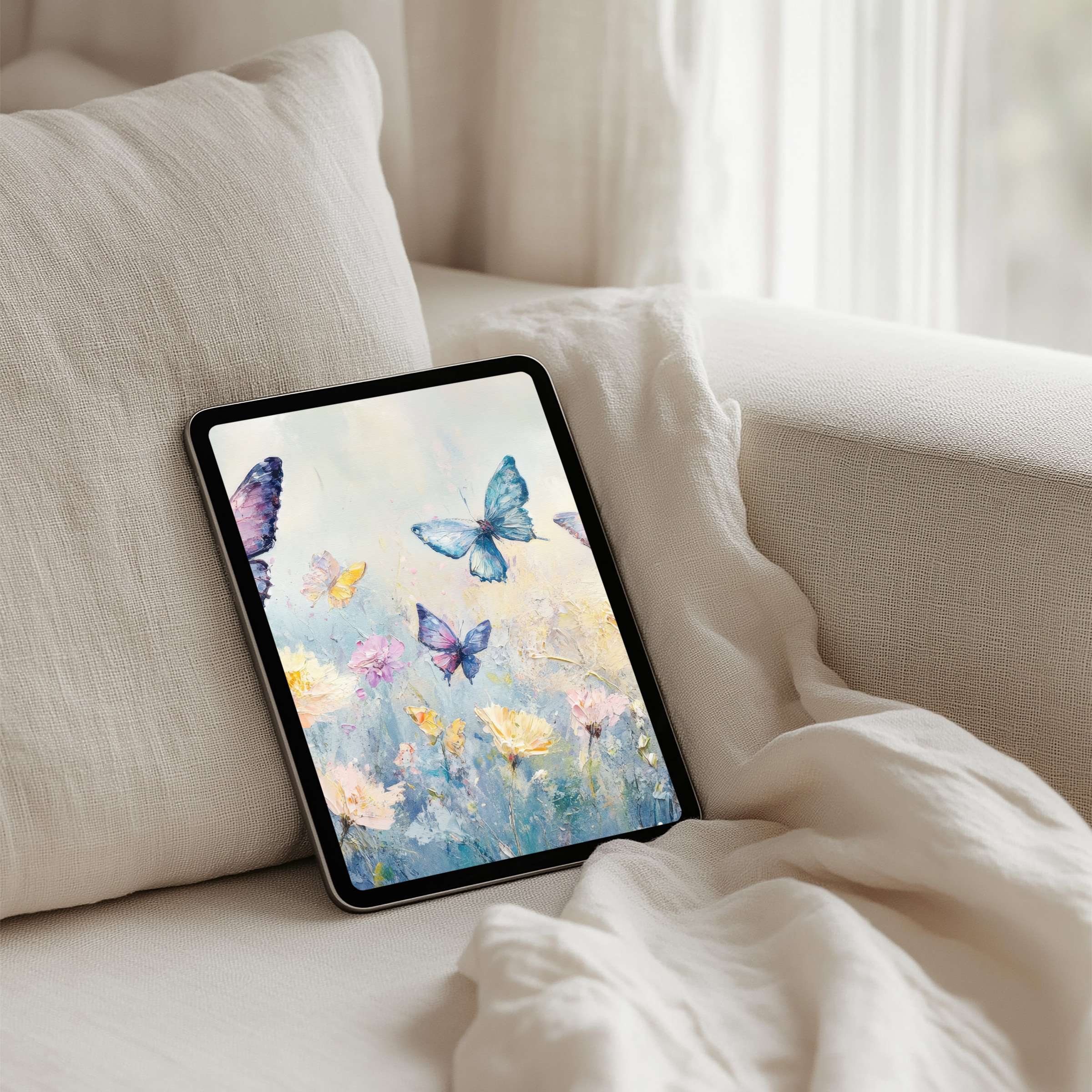 Soothing butterfly iPad background for instant download on your tablet creates a calming, elegant ambiance inspiring mindfulness