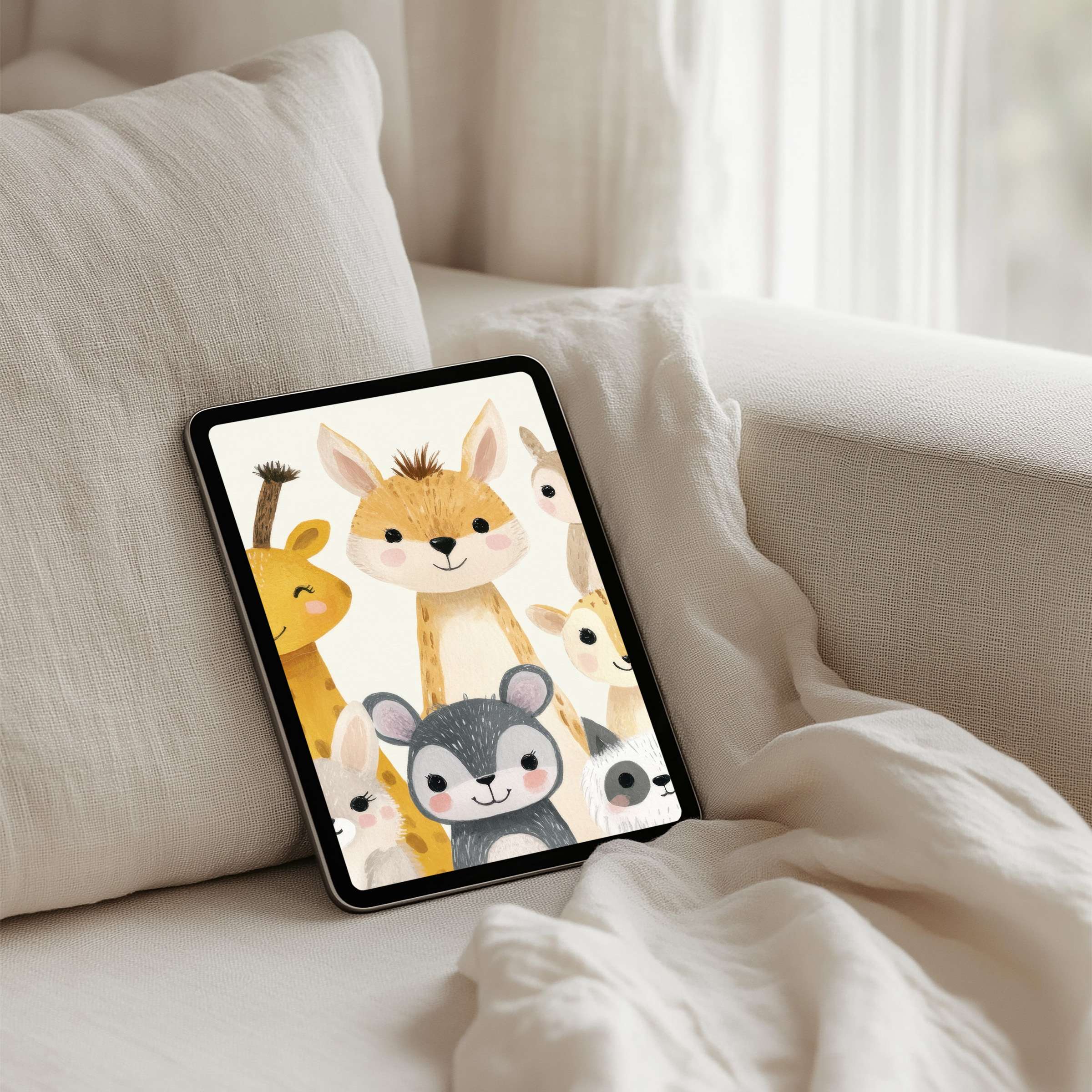 Charming animal art iPad background for instant download brings calm and elegance to your tablet with a cozy and mindful vibe