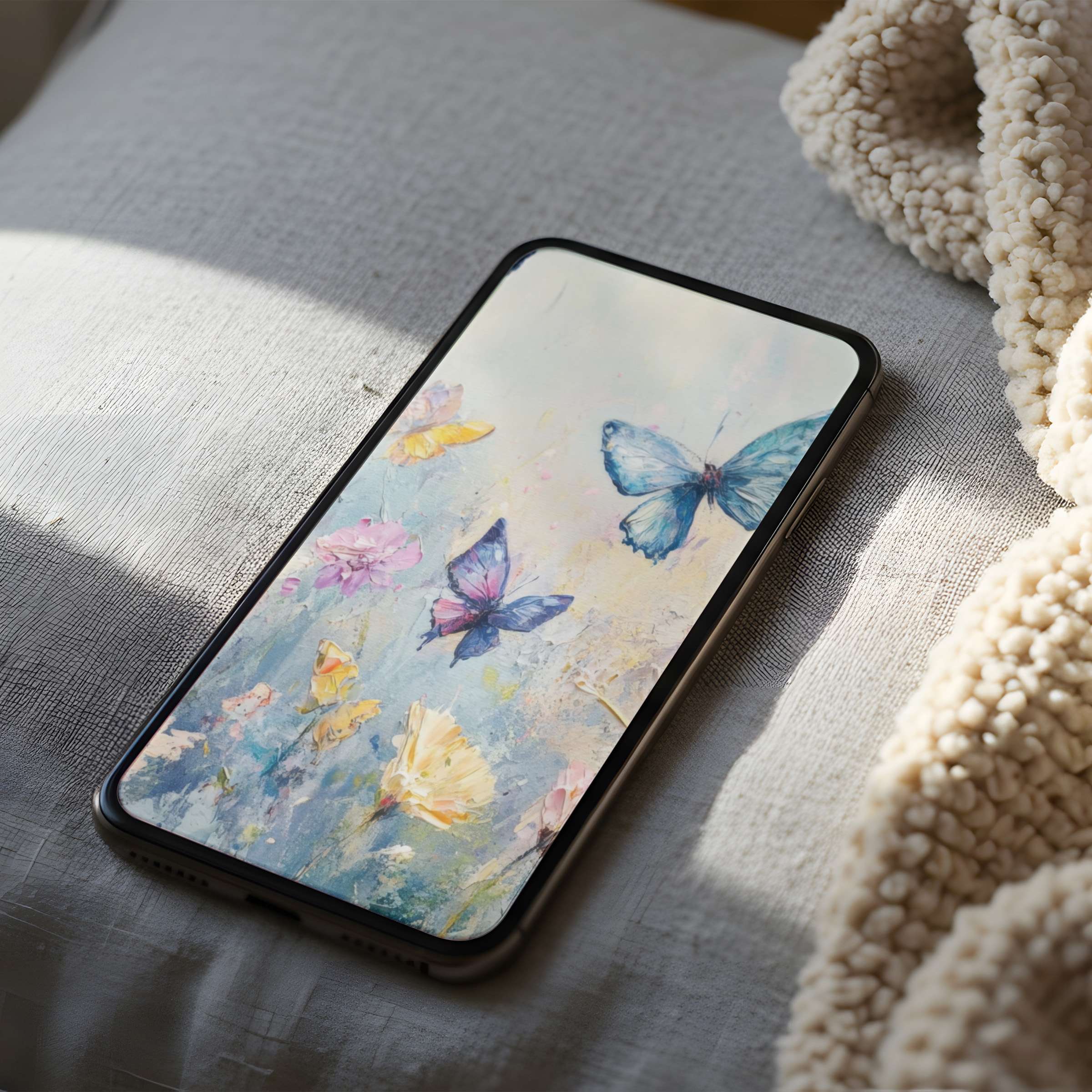 Elegant watercolor butterfly phone wallpaper offers high resolution serenity perfect for iPhone and Android downloads fostering tranquility