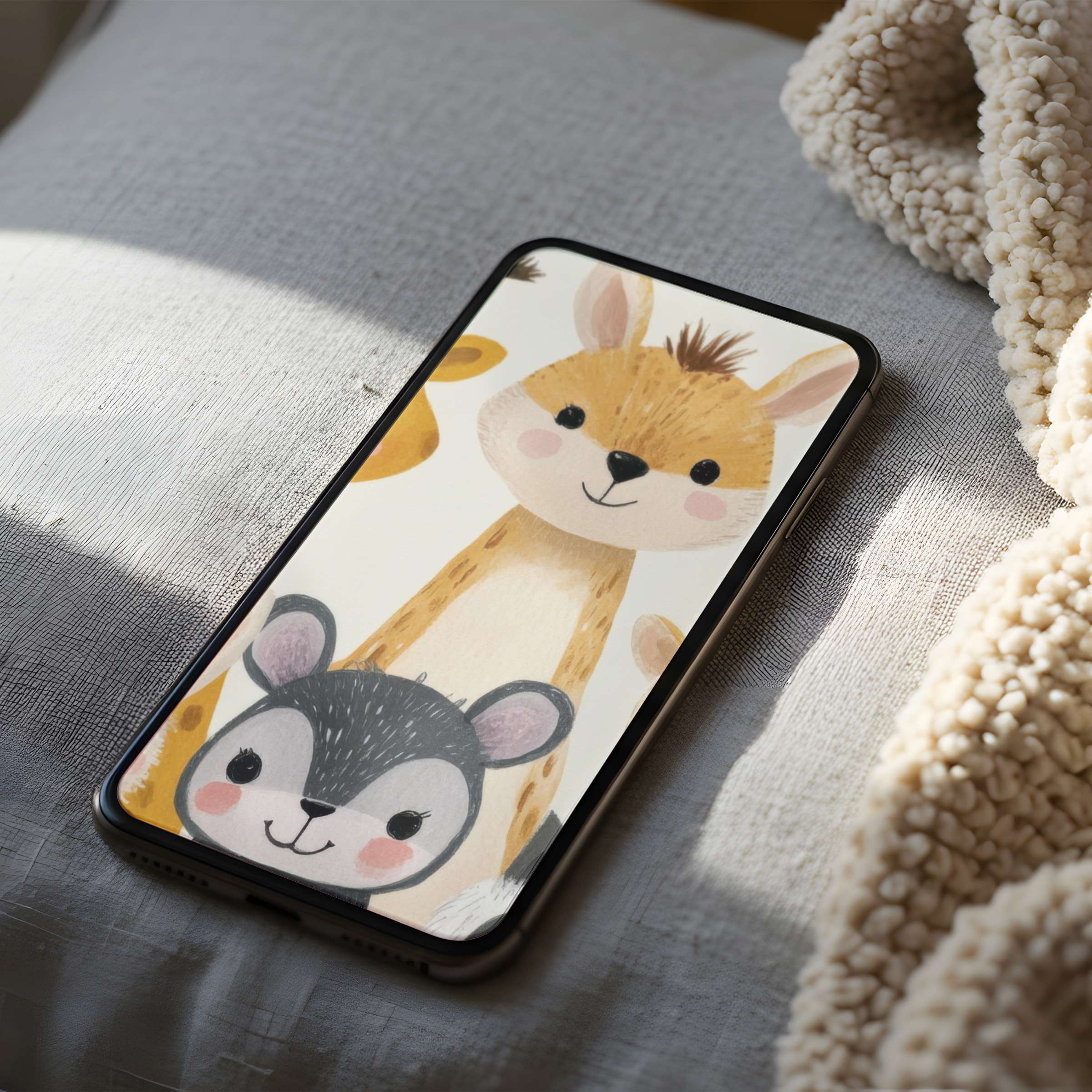 Charming animal-themed phone wallpaper with warm hues on a high-resolution screen offers calming aesthetics for iPhone and Android users
