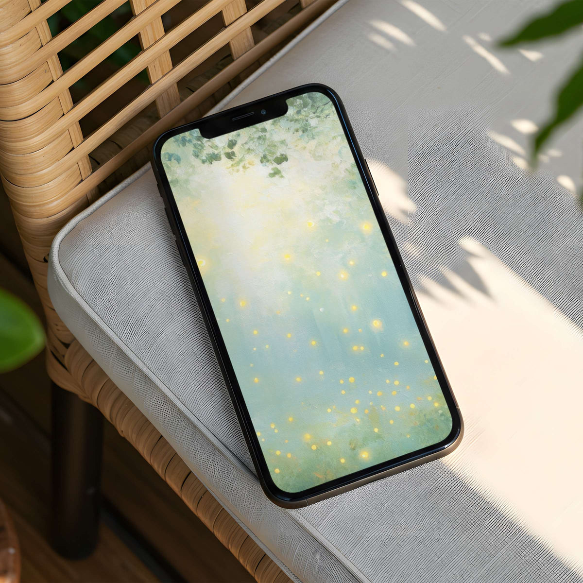 Dreamy iPhone background with serene pastel hues and glowing lights offers instant download for phones inspiring calm and elegance
