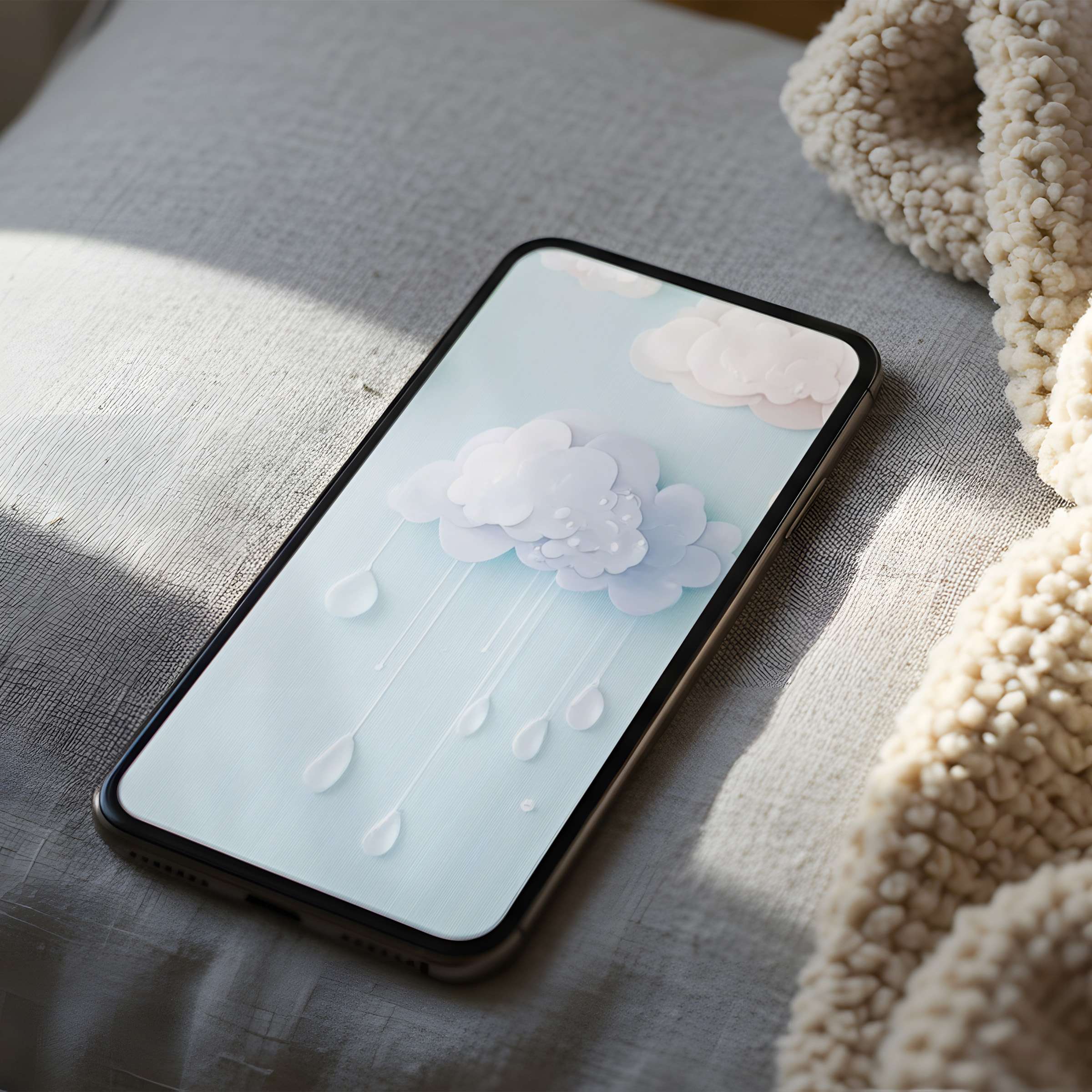 Elegant cloud motif phone wallpaper in soothing pastels offers high resolution beauty and tranquility for iPhone and Android users alike