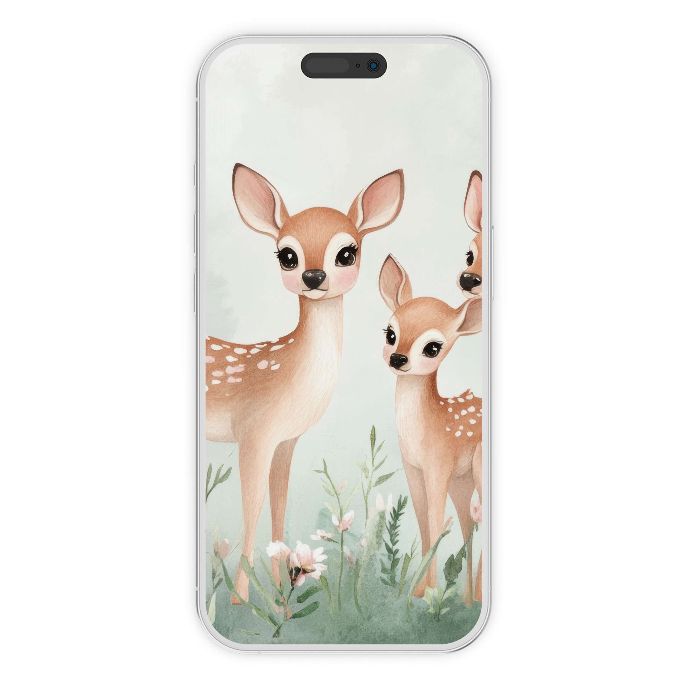 Charming deer illustration on nursery iPhone wallpaper offers a serene phone background for all digital download needs