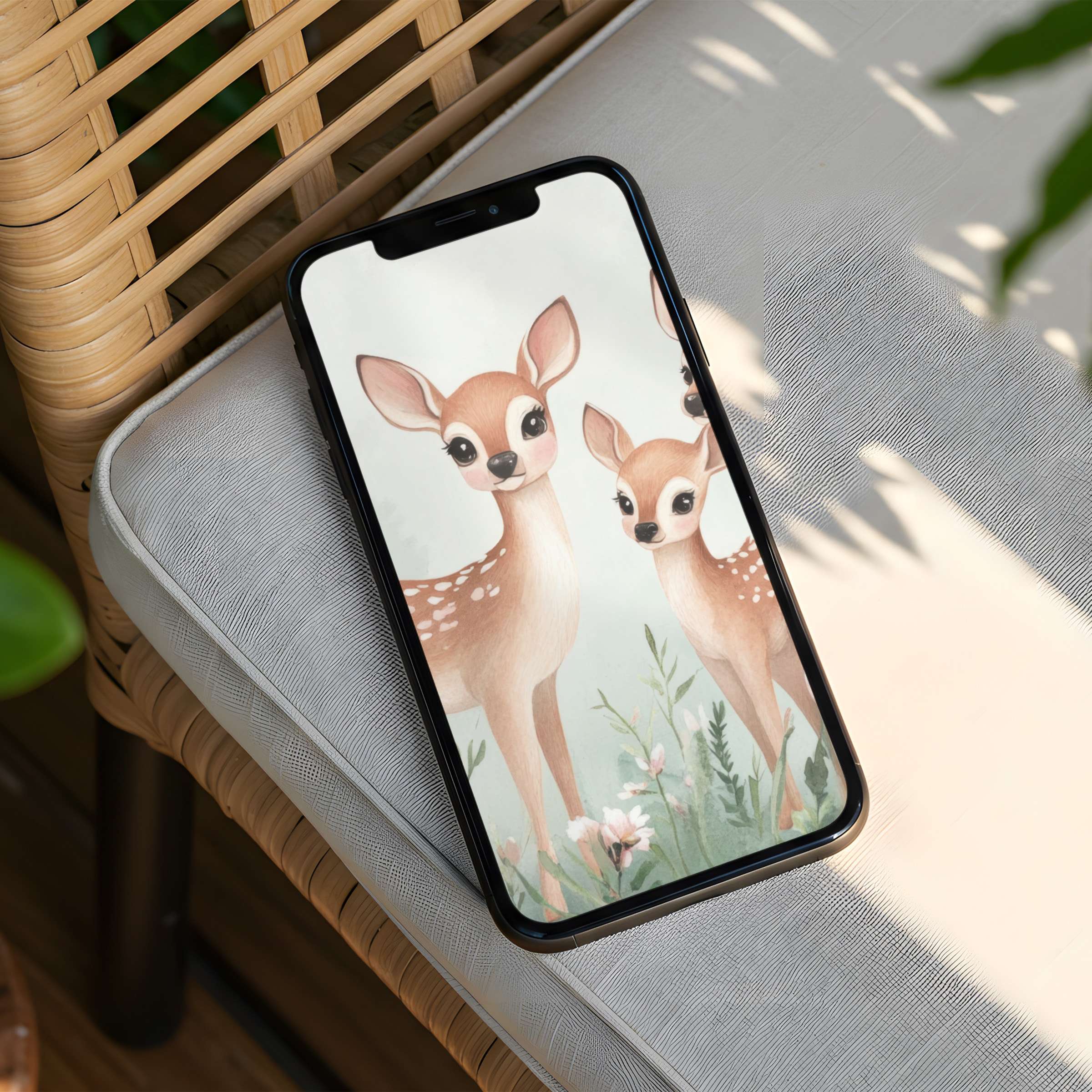 Elegant iPhone background featuring serene deer art evokes calm and inspiration fits all phone screens instant download available