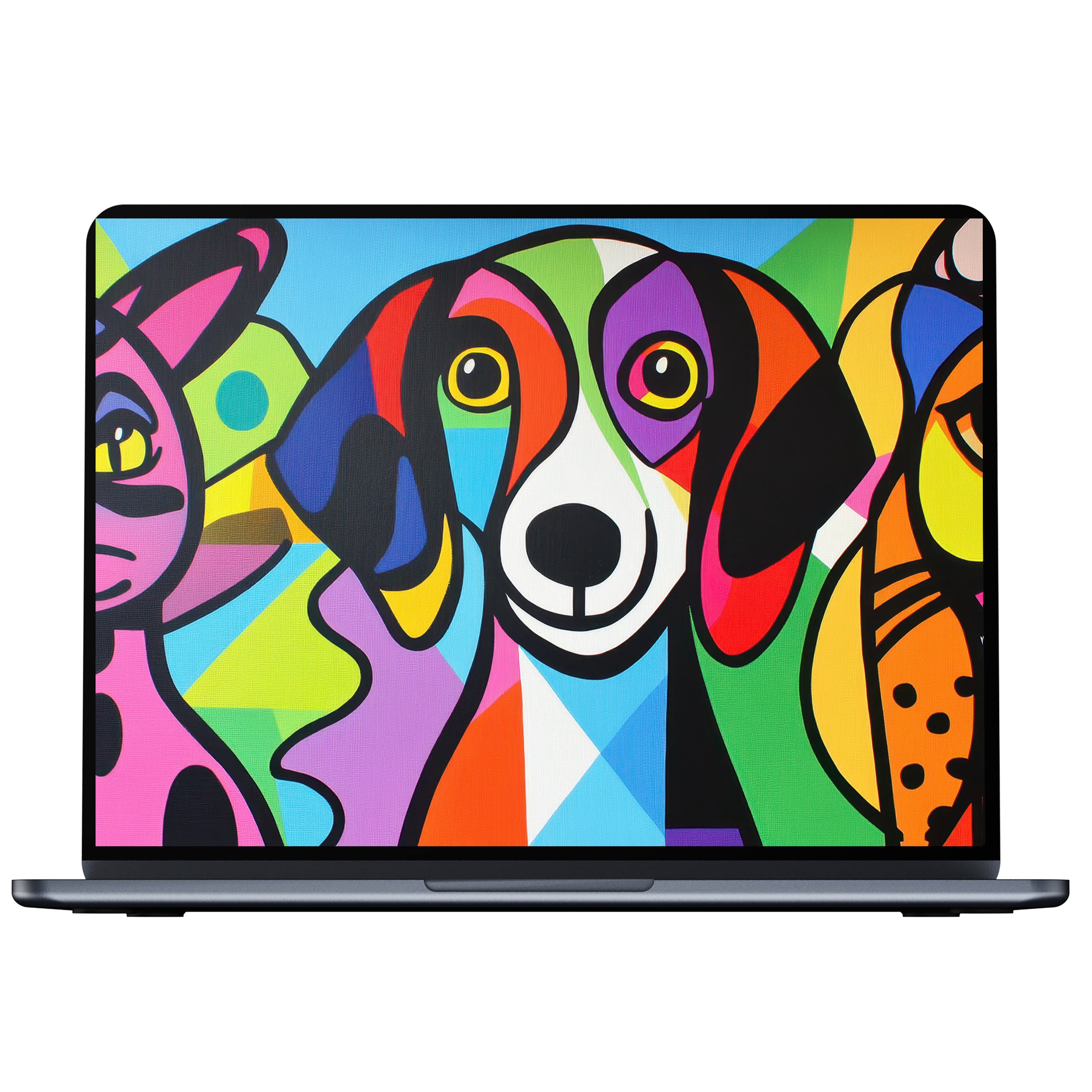 Vibrant pop art desktop wallpaper featuring colorful dogs inspires elegance and calm as a digital download for PC and laptop users