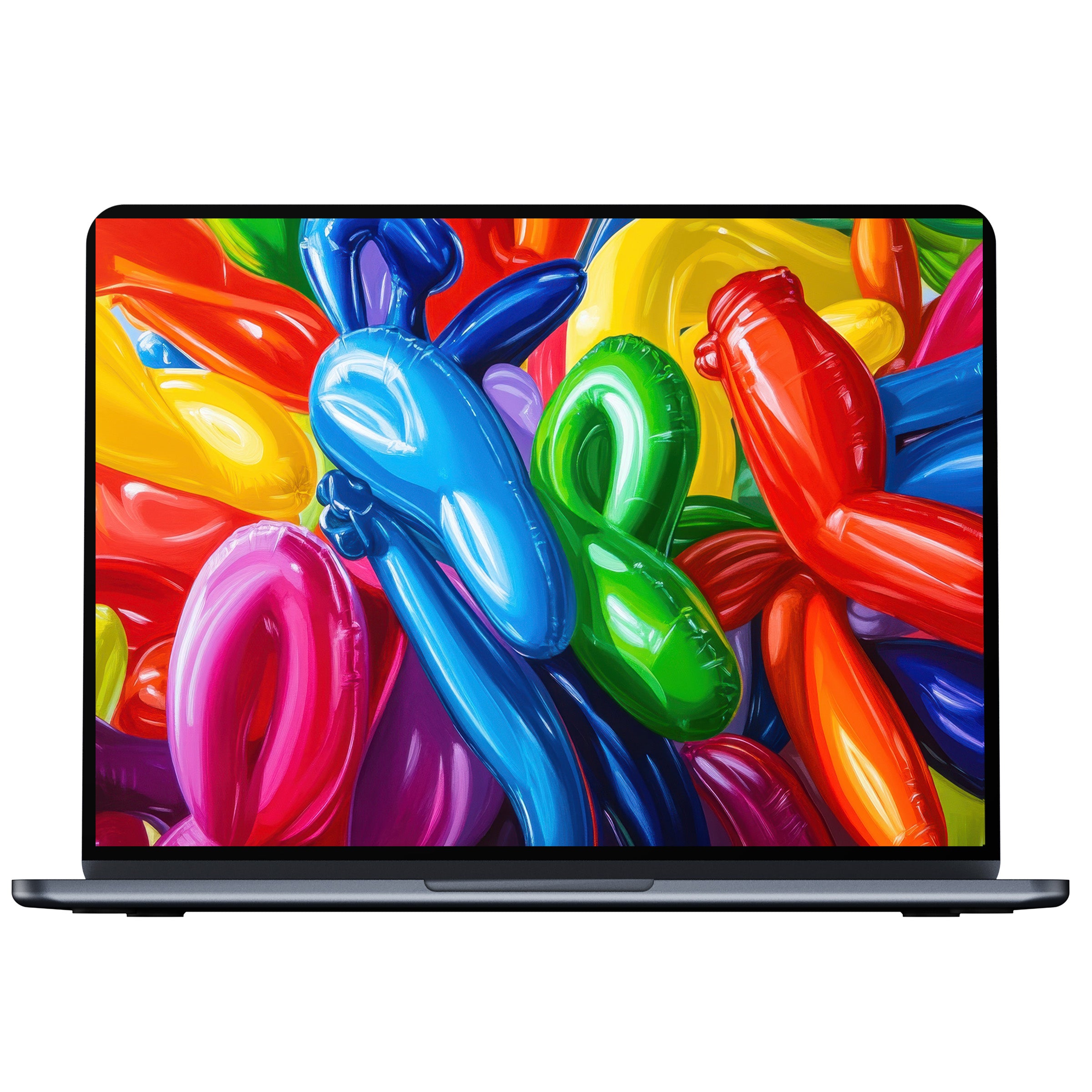 Pop art desktop wallpaper with vibrant balloon colors offers inspiring digital download for PC or laptop users seeking elegance