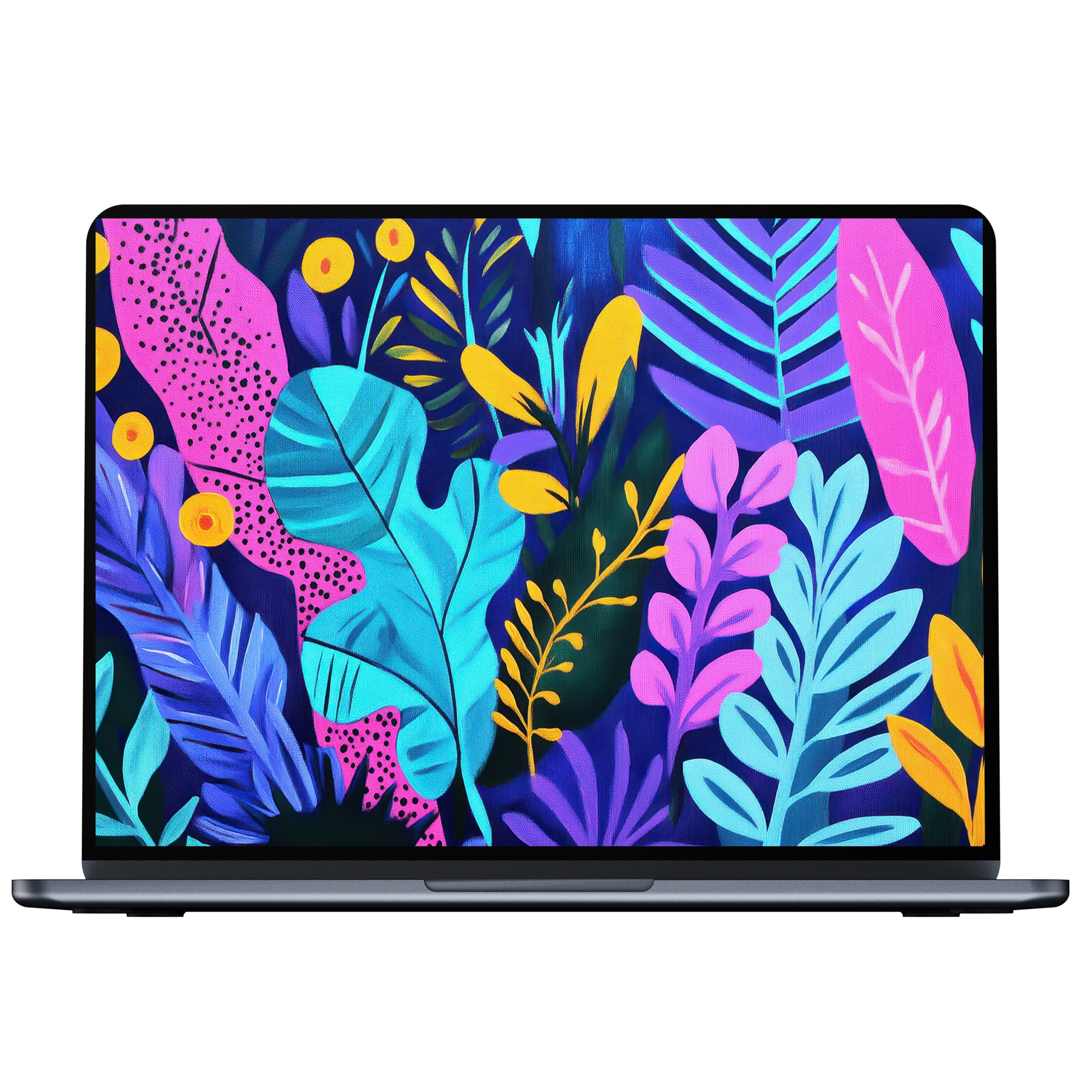 Vibrant pop art desktop wallpaper featuring colorful abstract foliage for a serene PC and laptop digital download background